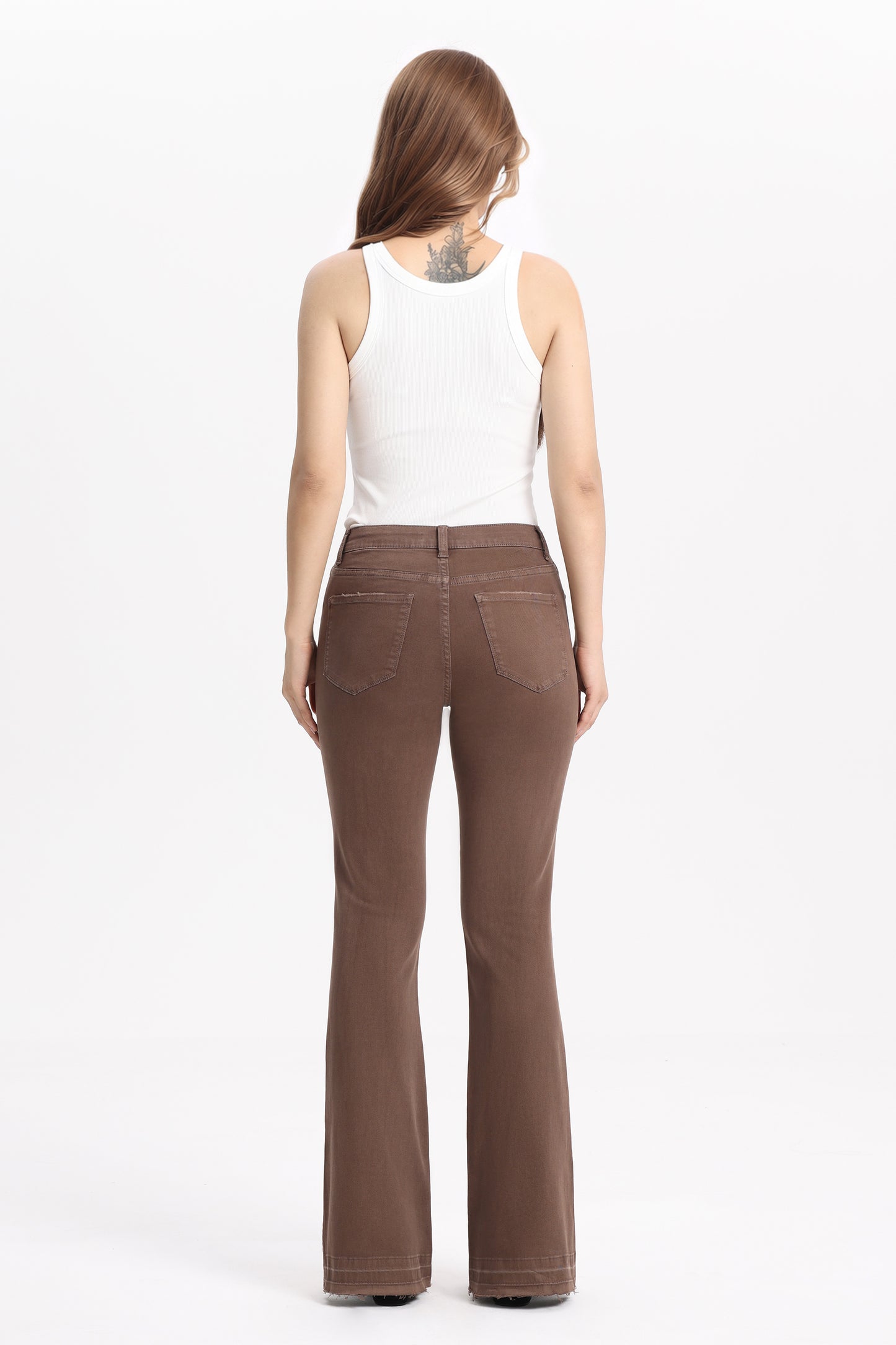 High Rise  Stretchy Flare Leg Denim Jeans OSF1037-D