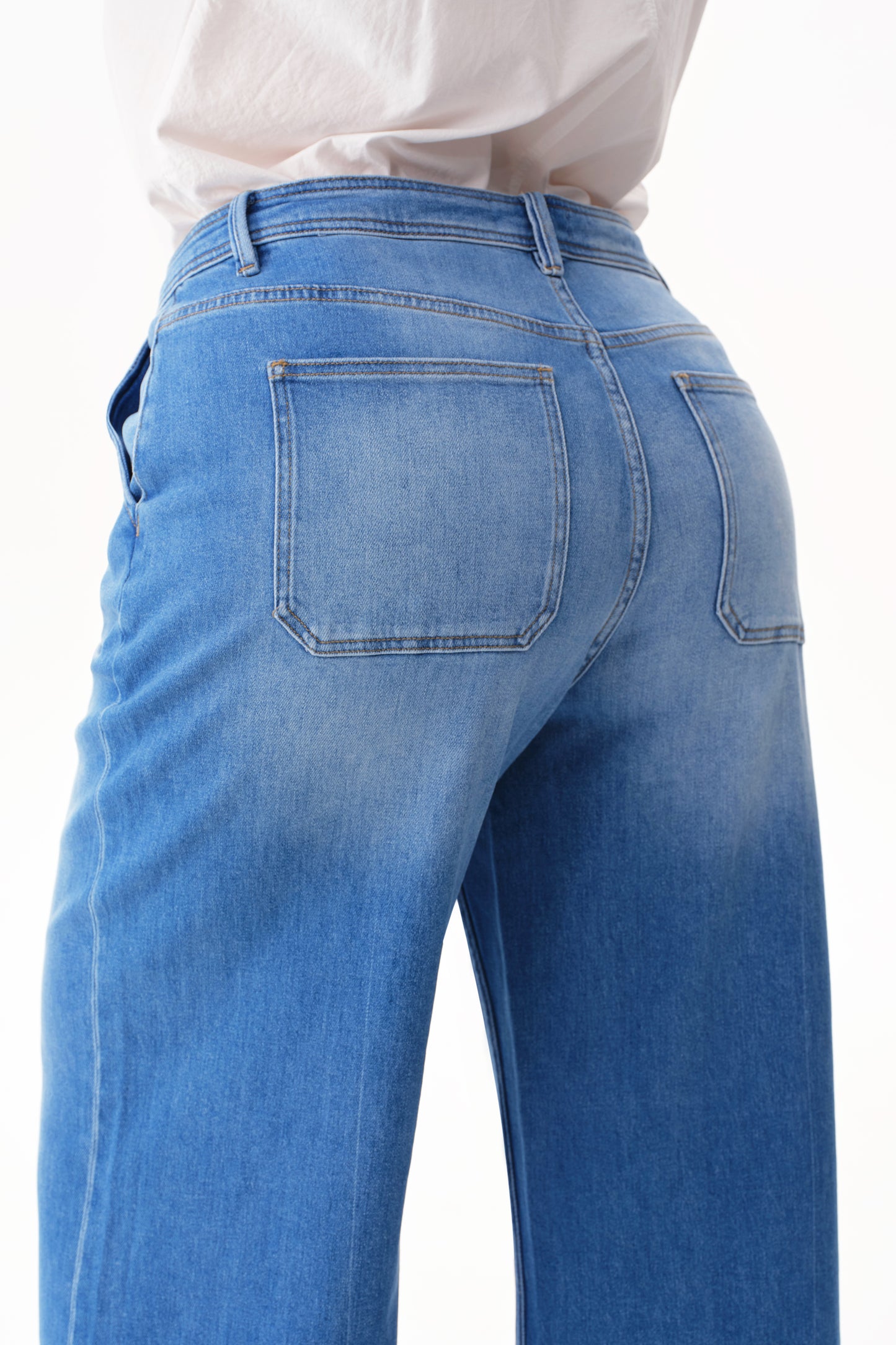 Plus High Rise Wide Leg Denim Jeans OSW8094-P