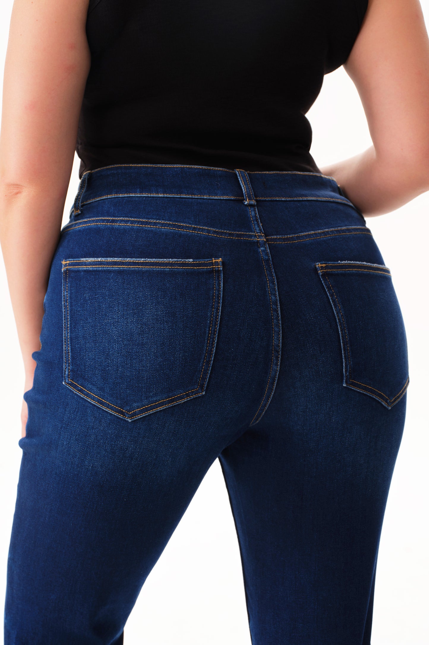 Plus Szie Flattering Mid Rise Flare Denim Jeans OSF1148EC-P