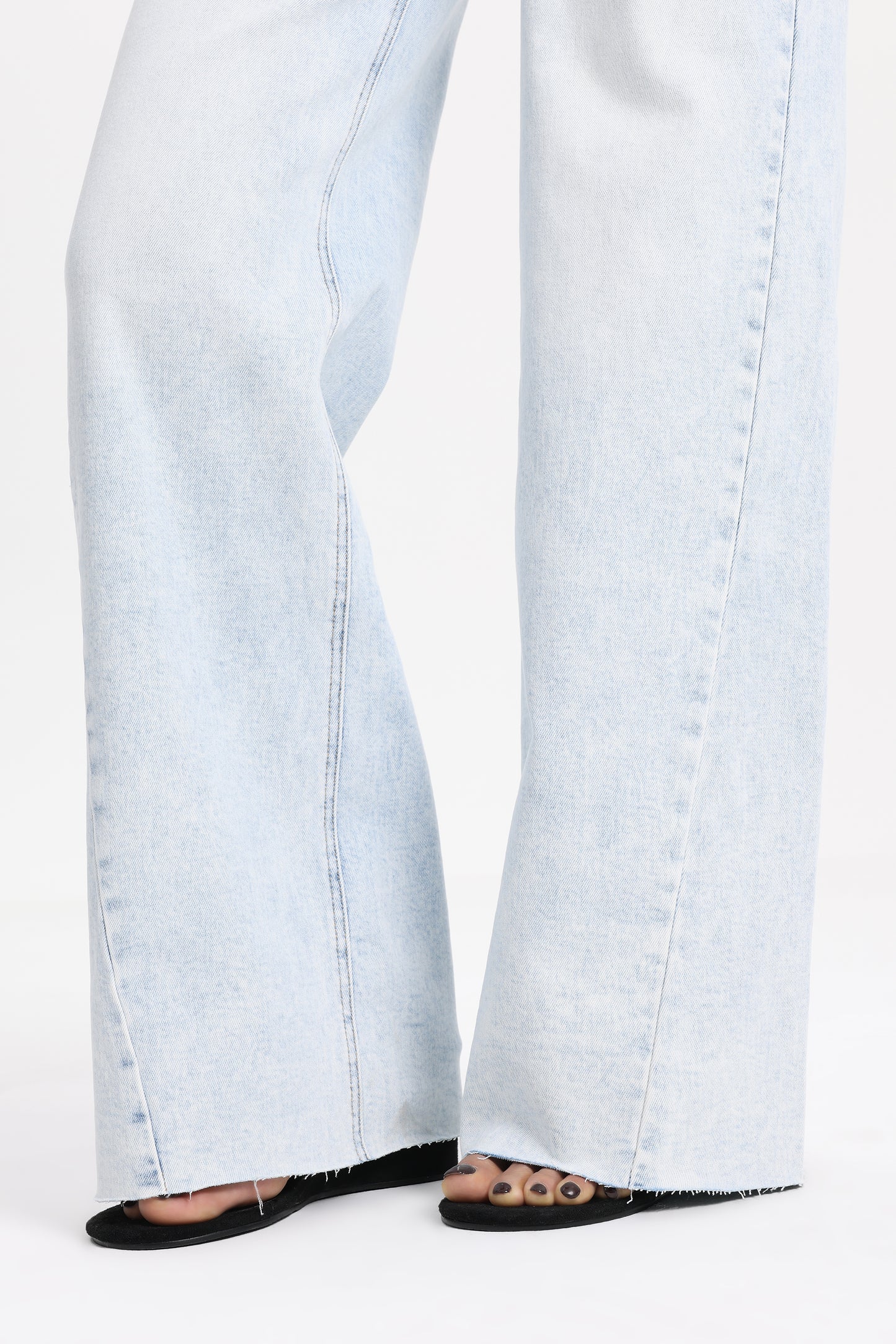 Flattering Soft Faded Wash High Rise Wide Leg Denim Jeans OSW8185