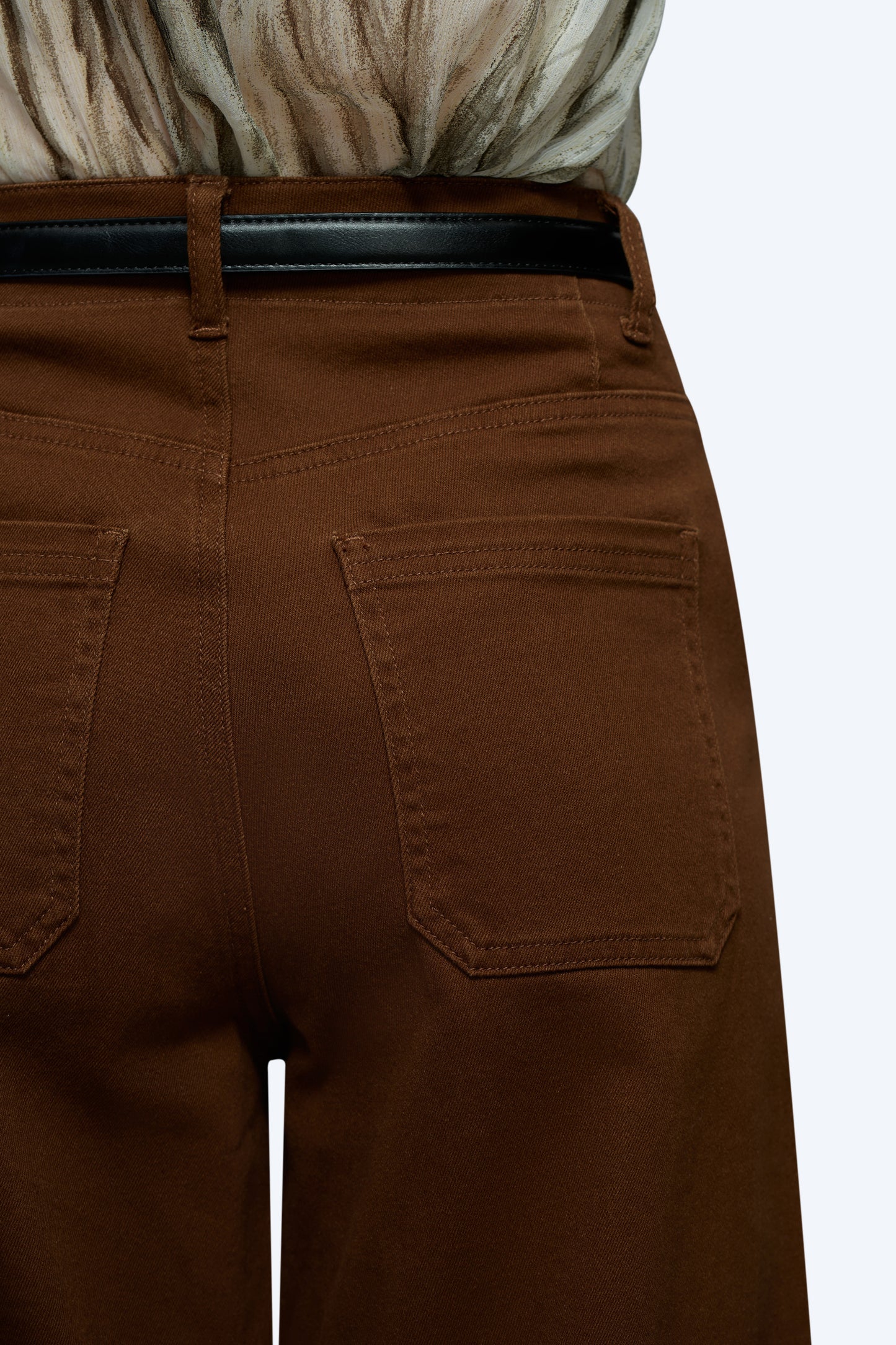 HIGH WAISTED BARREL LOOSE FIT PANTS WITH SIDE POCKET OSOX006 BROWN
