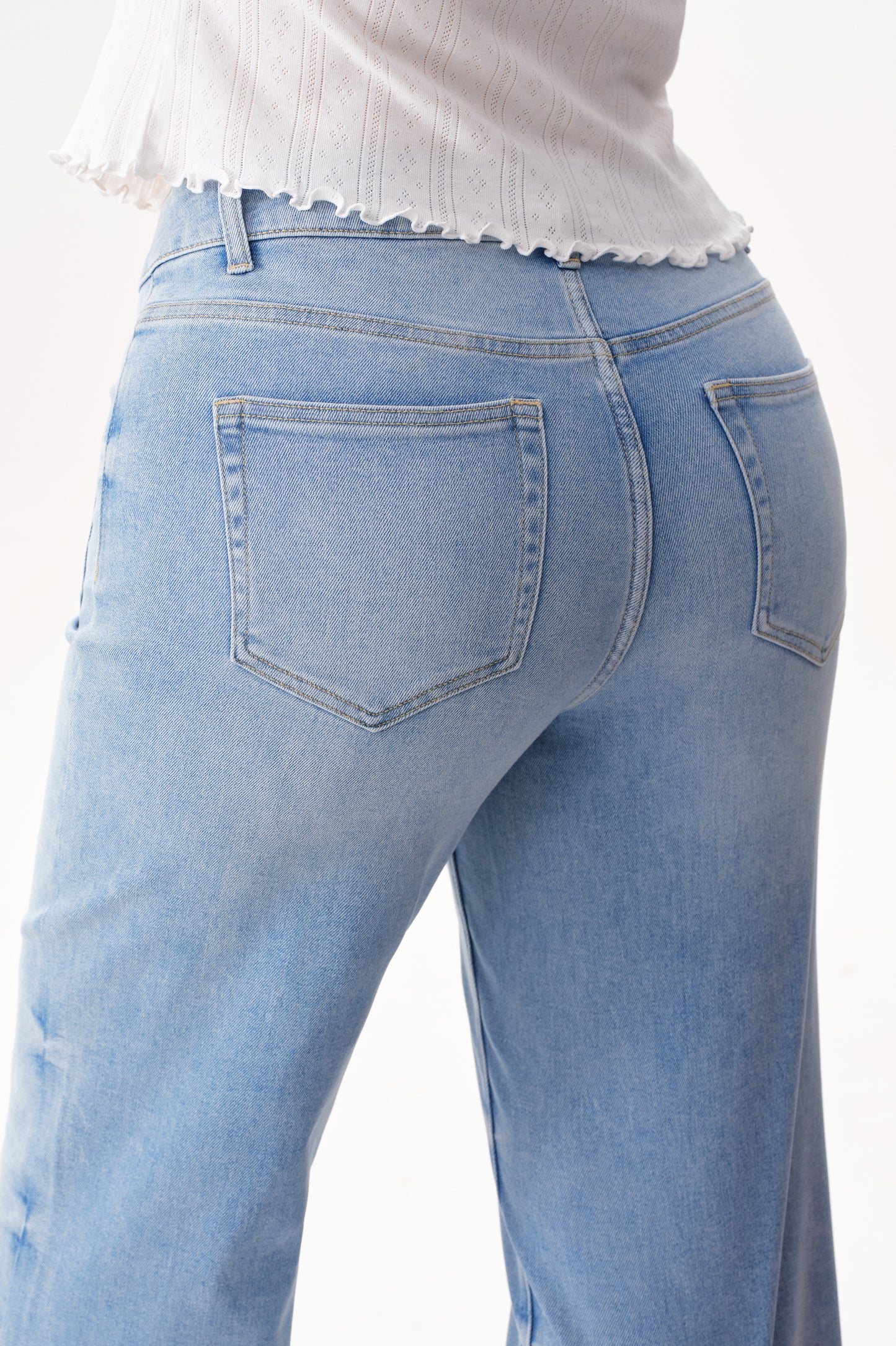 PLUS MID RISE WIDE LEG DENIM JEANS OSW8029EC-P
