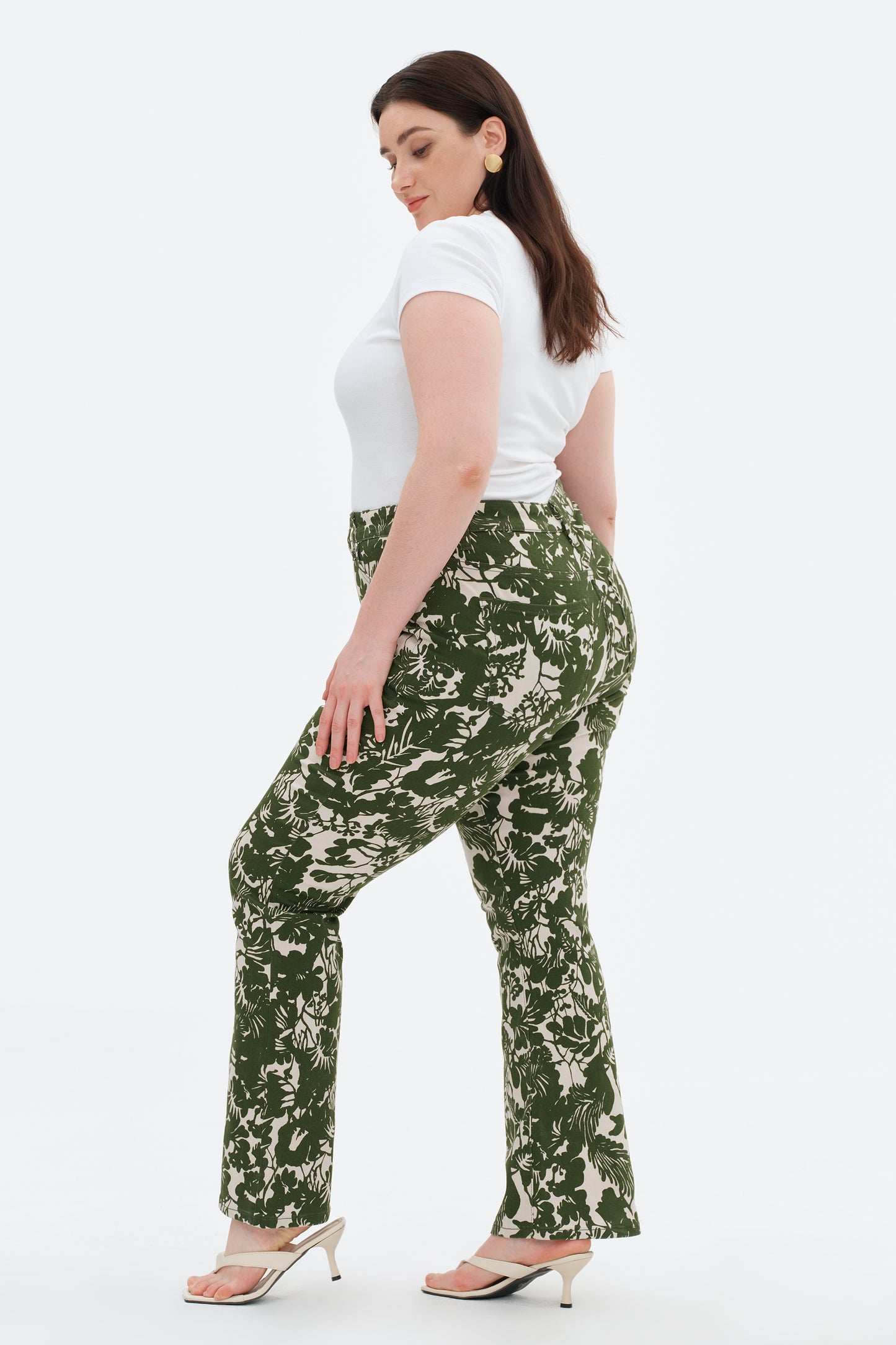 Plus Size High-Waisted High Bootcut Floral Print Jeans OSF1136-P