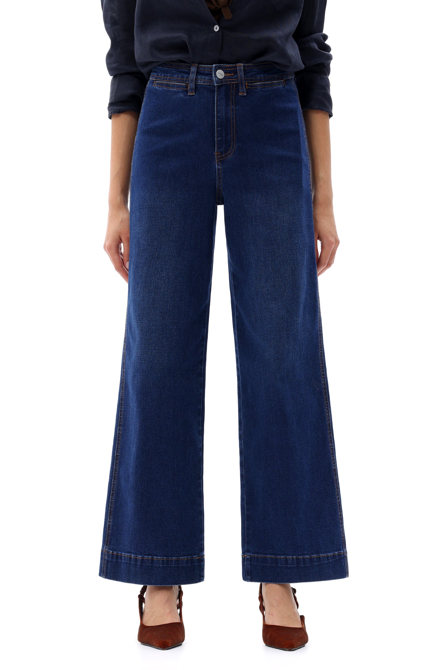 Flowy Silhouette High Rise Wide Leg Relaxed Jeans OSW8016EC
