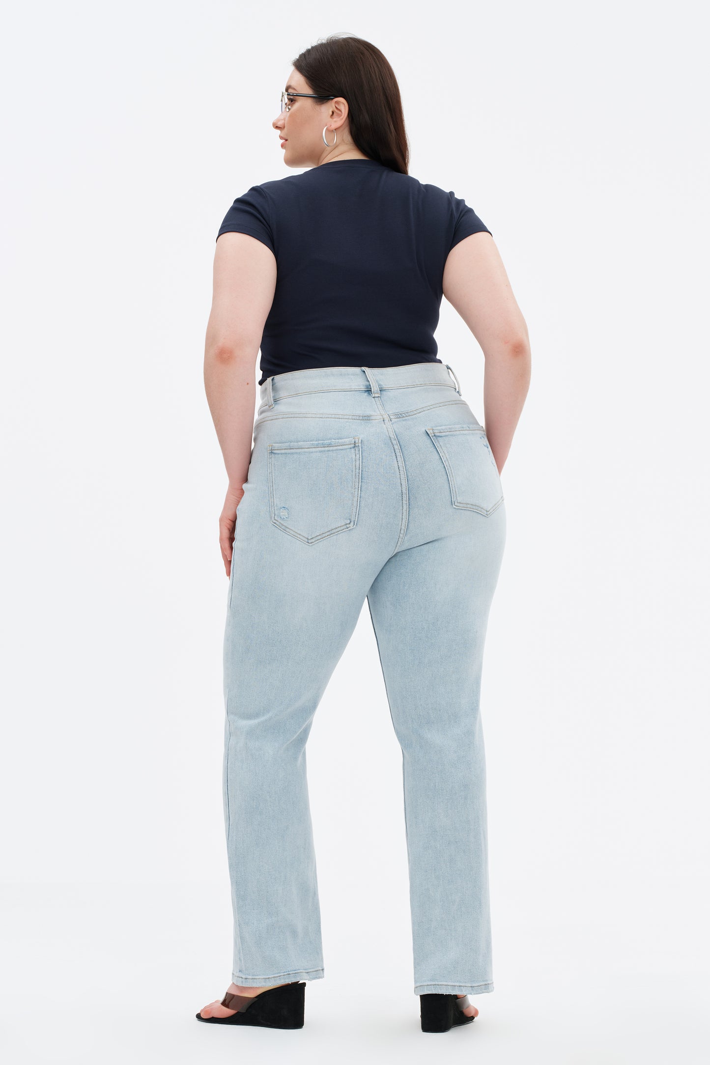 Plus Size High Rise Bootcut Denim Jeans OSF1143EC-P