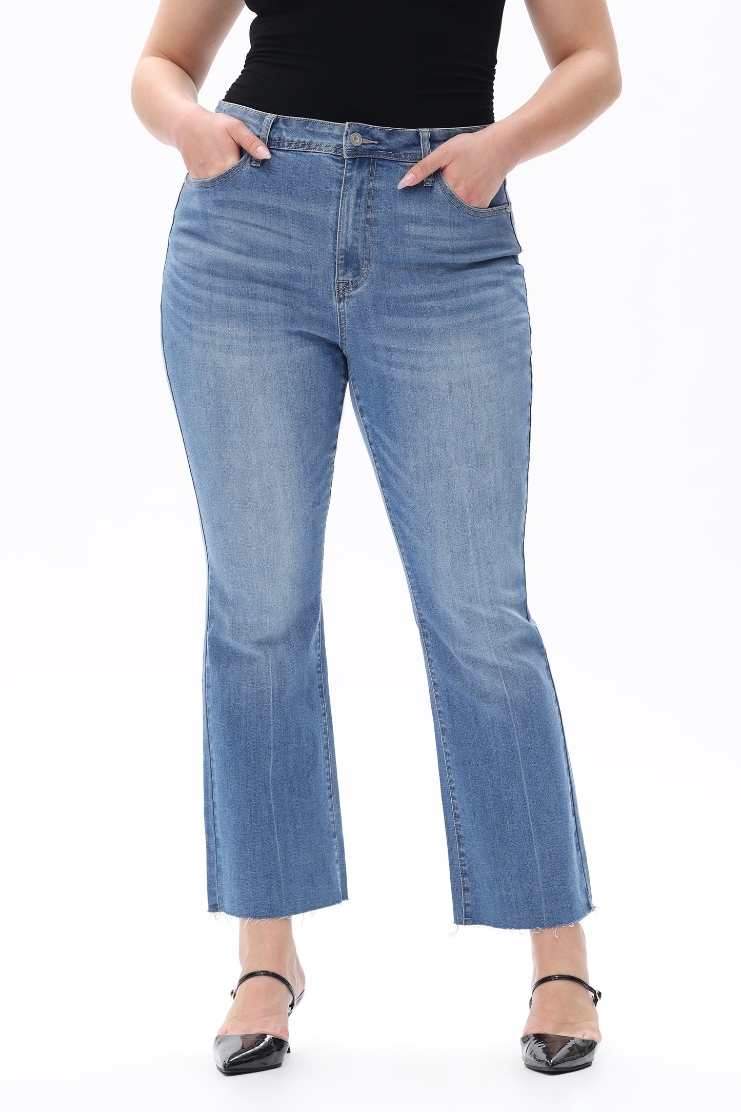 Plus Size Mid Rise Bootcut Ankle Denim Plus Jeans OSF1138-P