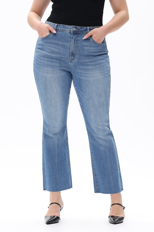 Plus Size Mid Rise Bootcut Ankle Denim Plus Jeans OSF1138-P