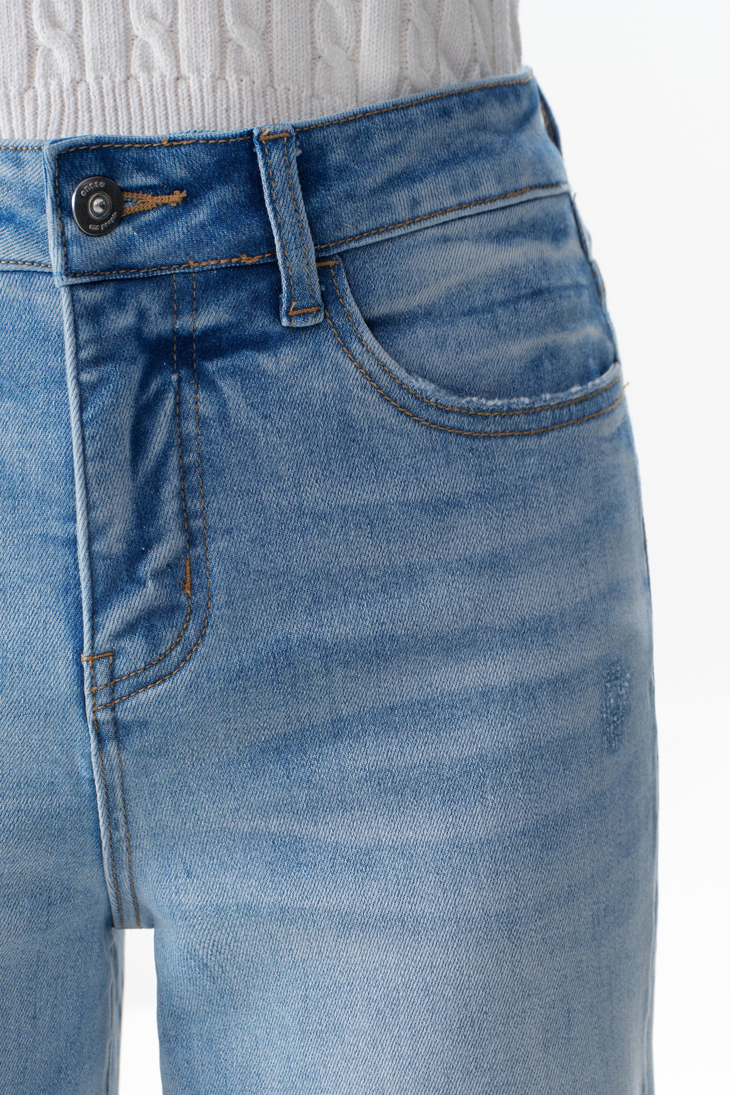 High Rise Cuffed Wide Leg Cropped Jeans ESFW620802