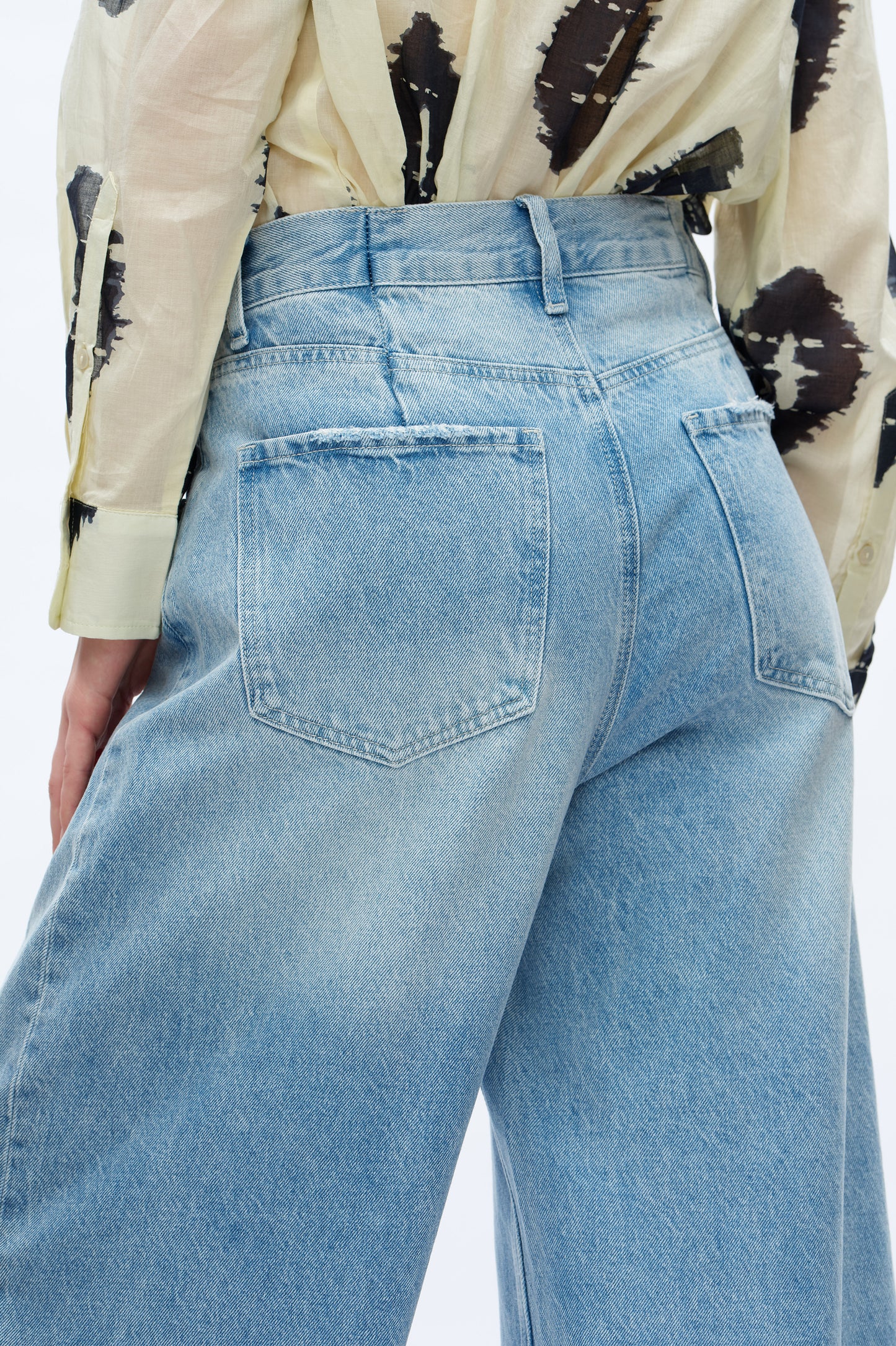 HIGH WAISTED NON-STRETCH BALLOON BARREL DENIM JEANS OSOX003 LIGHT BLUE