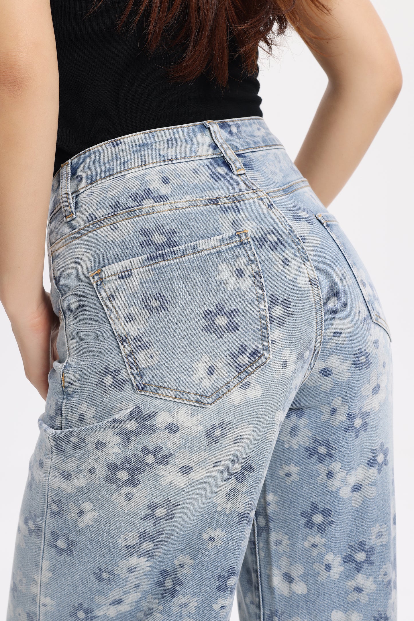 High Rise Baggy Wide Leg Denim Jeans OSW8071