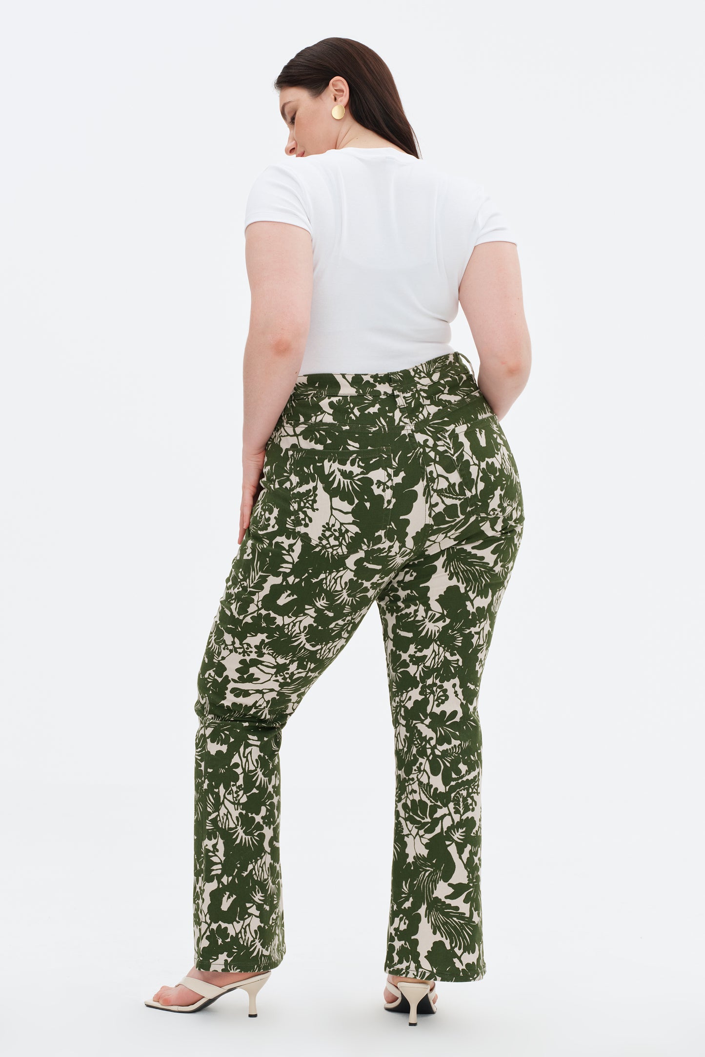 Plus Size High-Waisted High Bootcut Floral Print Jeans OSF1136-P