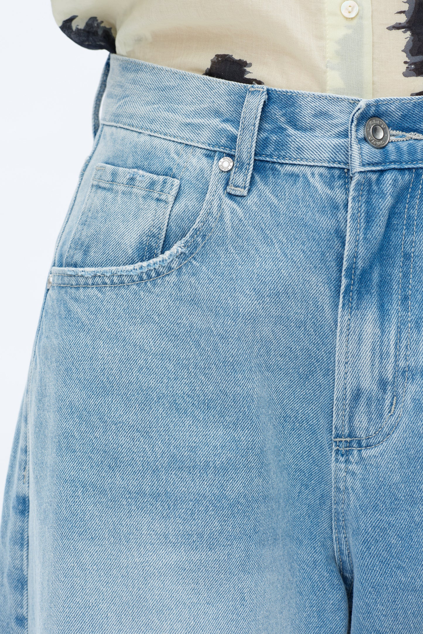 HIGH WAISTED NON-STRETCH BALLOON BARREL DENIM JEANS OSOX003 LIGHT BLUE