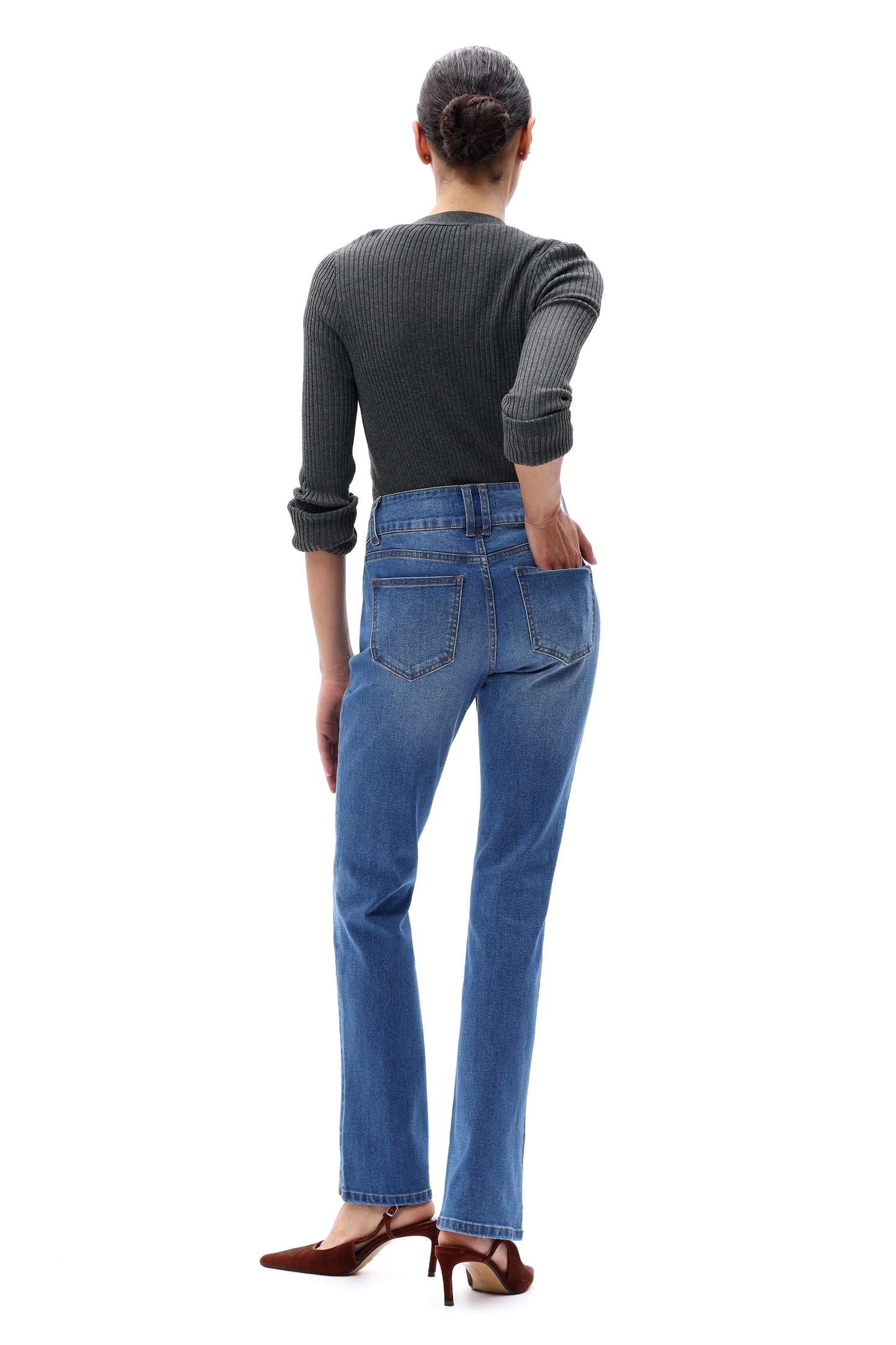 Mid Rise Bootcut Flare Leg Denim Jeans OSF1141EC