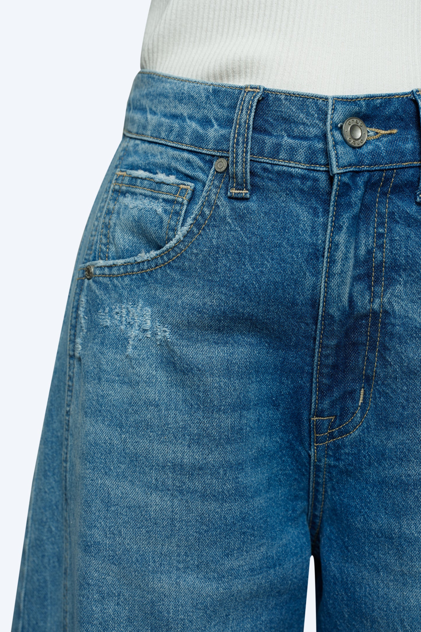 High-Waisted Barrel Low-Stretch Denim Jeans OSOX004