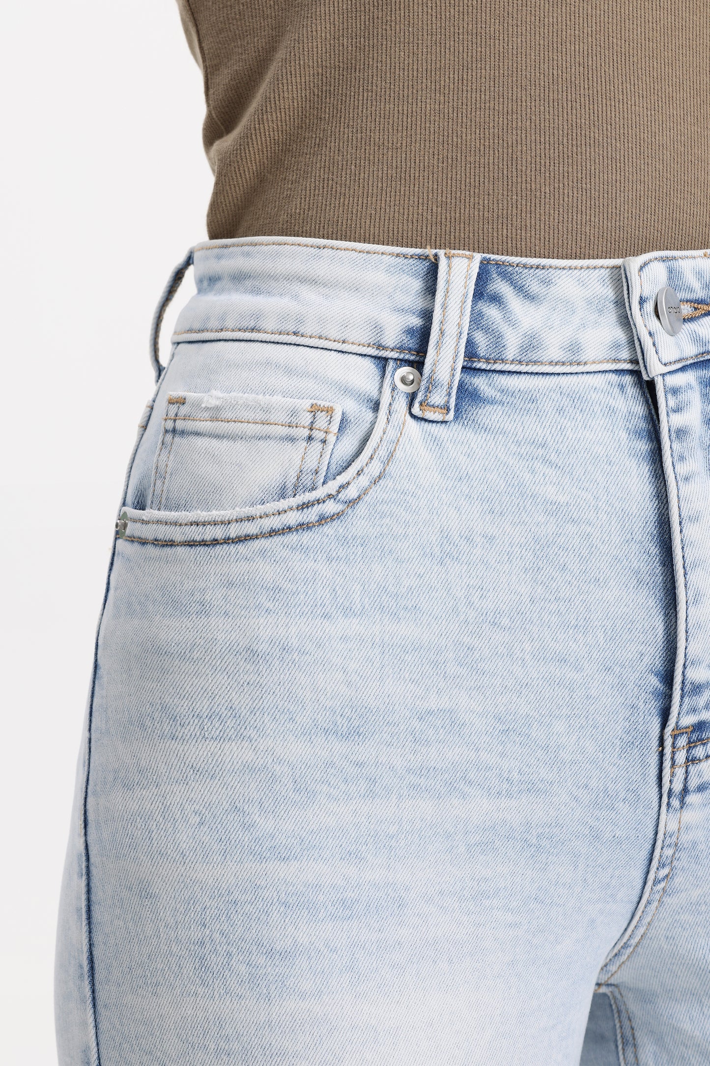 Flattering Soft Faded Wash High Rise Wide Leg Denim Jeans OSW8185