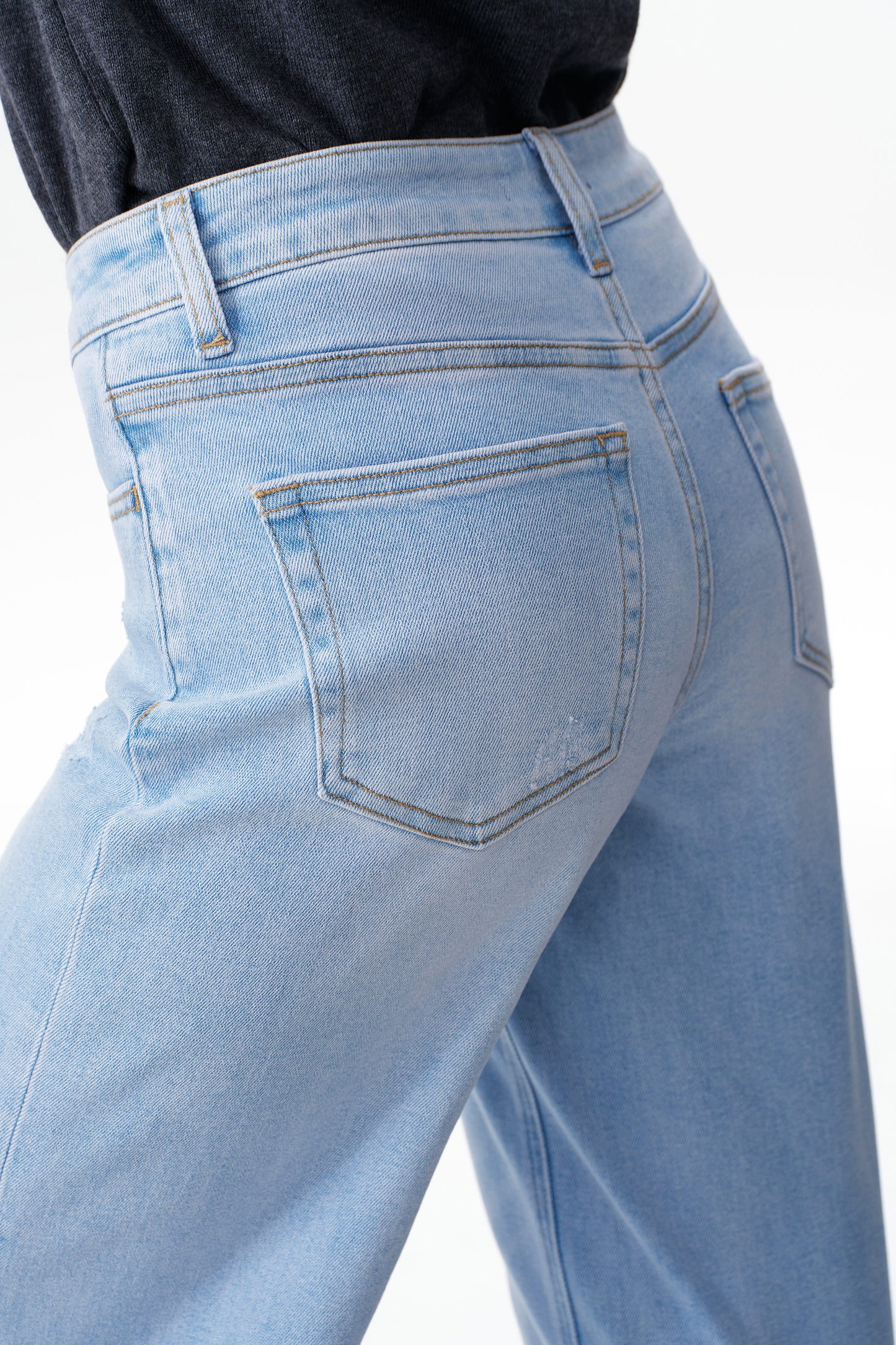 Mid Rise Baggy BBL Wide Leg Denim Jeans OSW8001