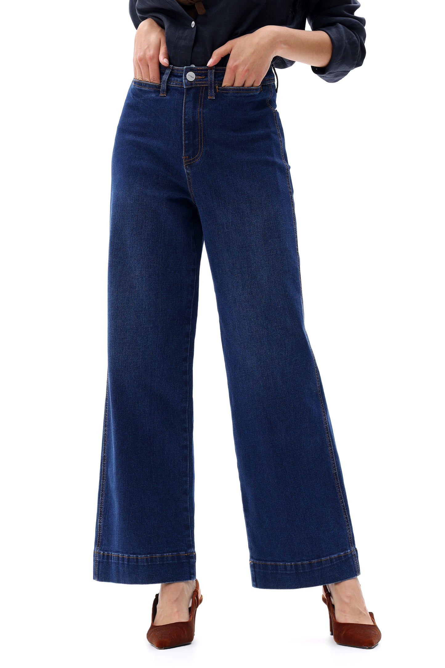 Flowy Silhouette High Rise Wide Leg Relaxed Jeans OSW8016EC
