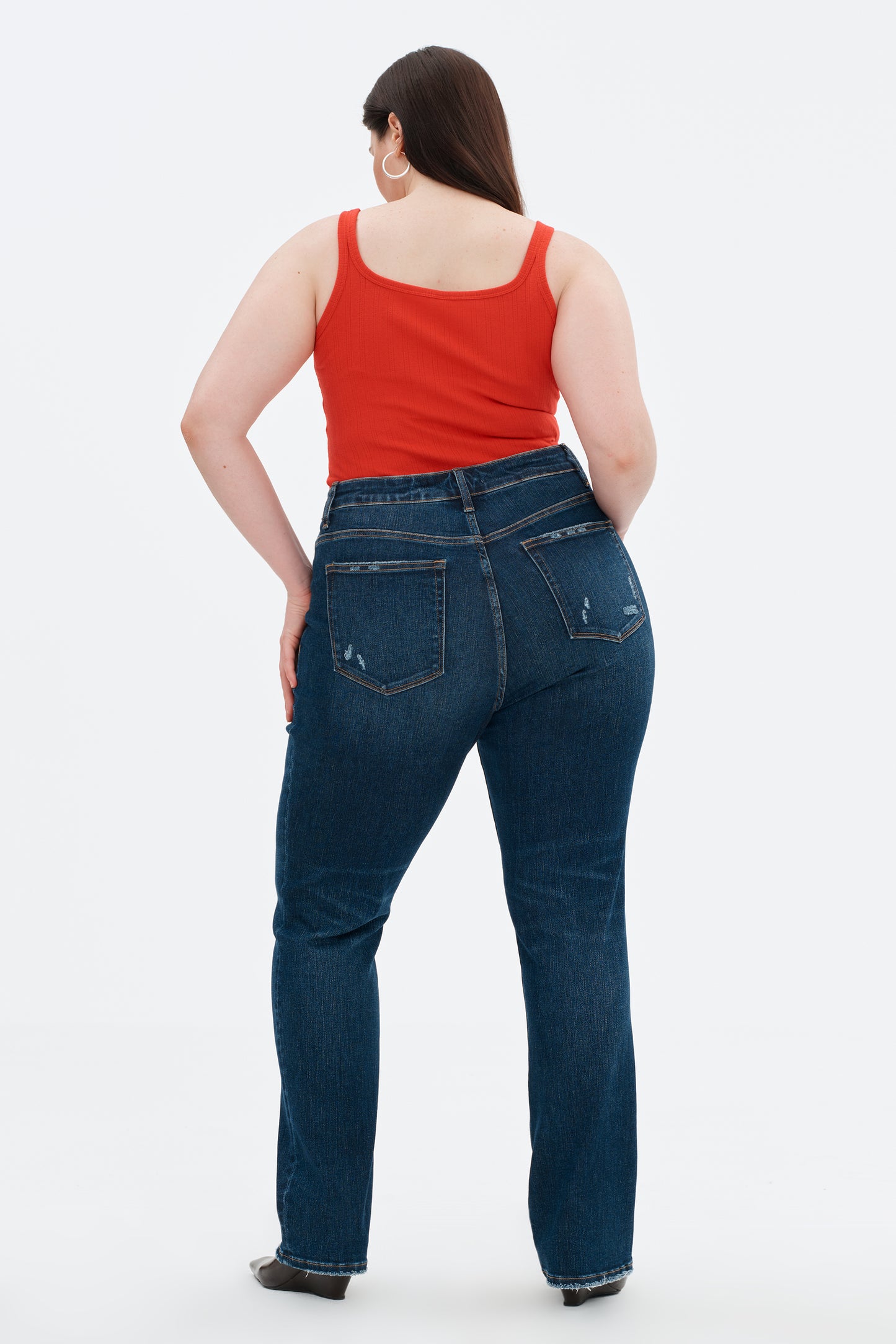 Plue Size Mid Rise Straight Denim Jeans OSTM5001EC-P