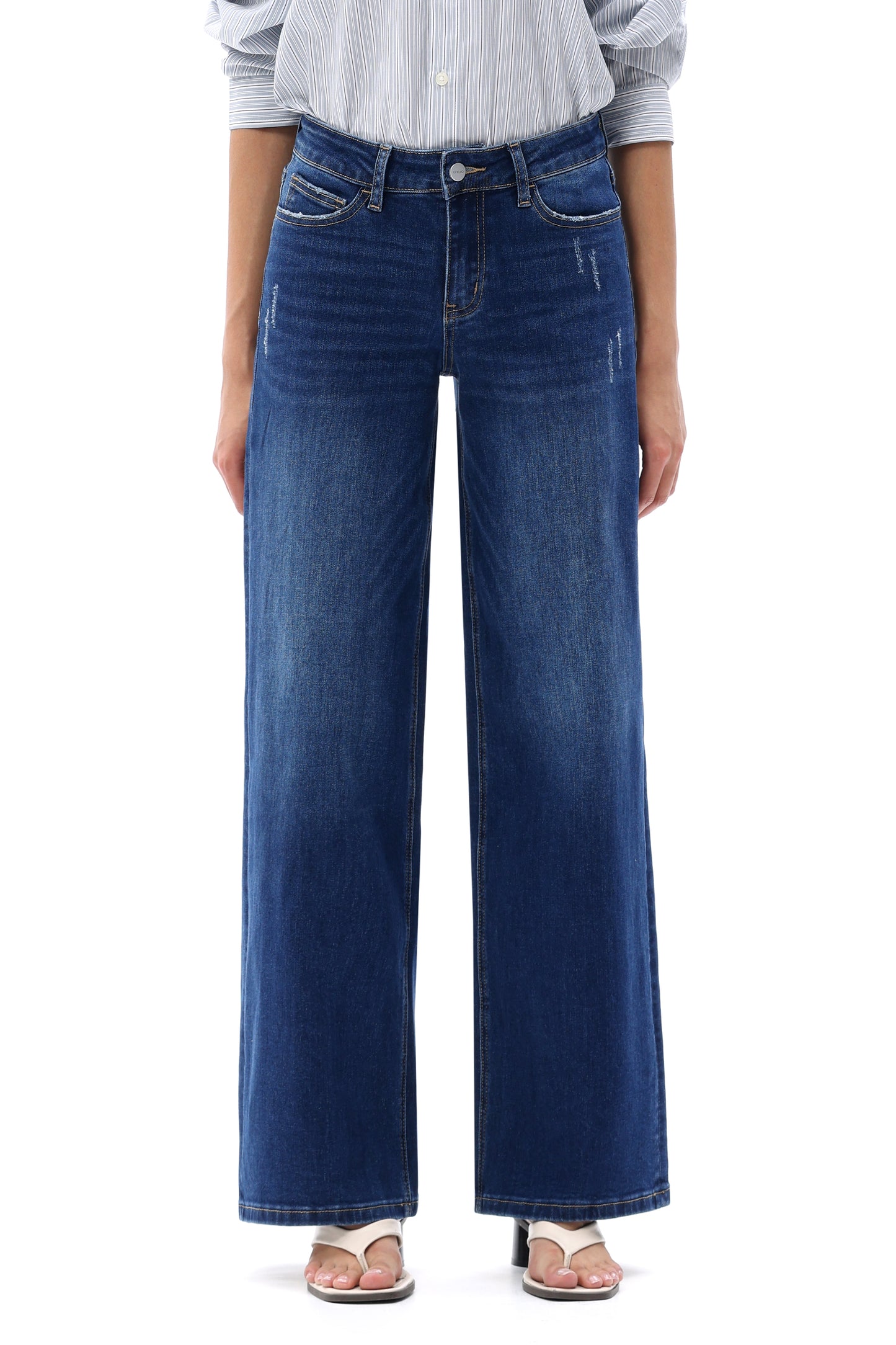 BBL Mid Rise Wide Leg Relaxed Jeans BG8001