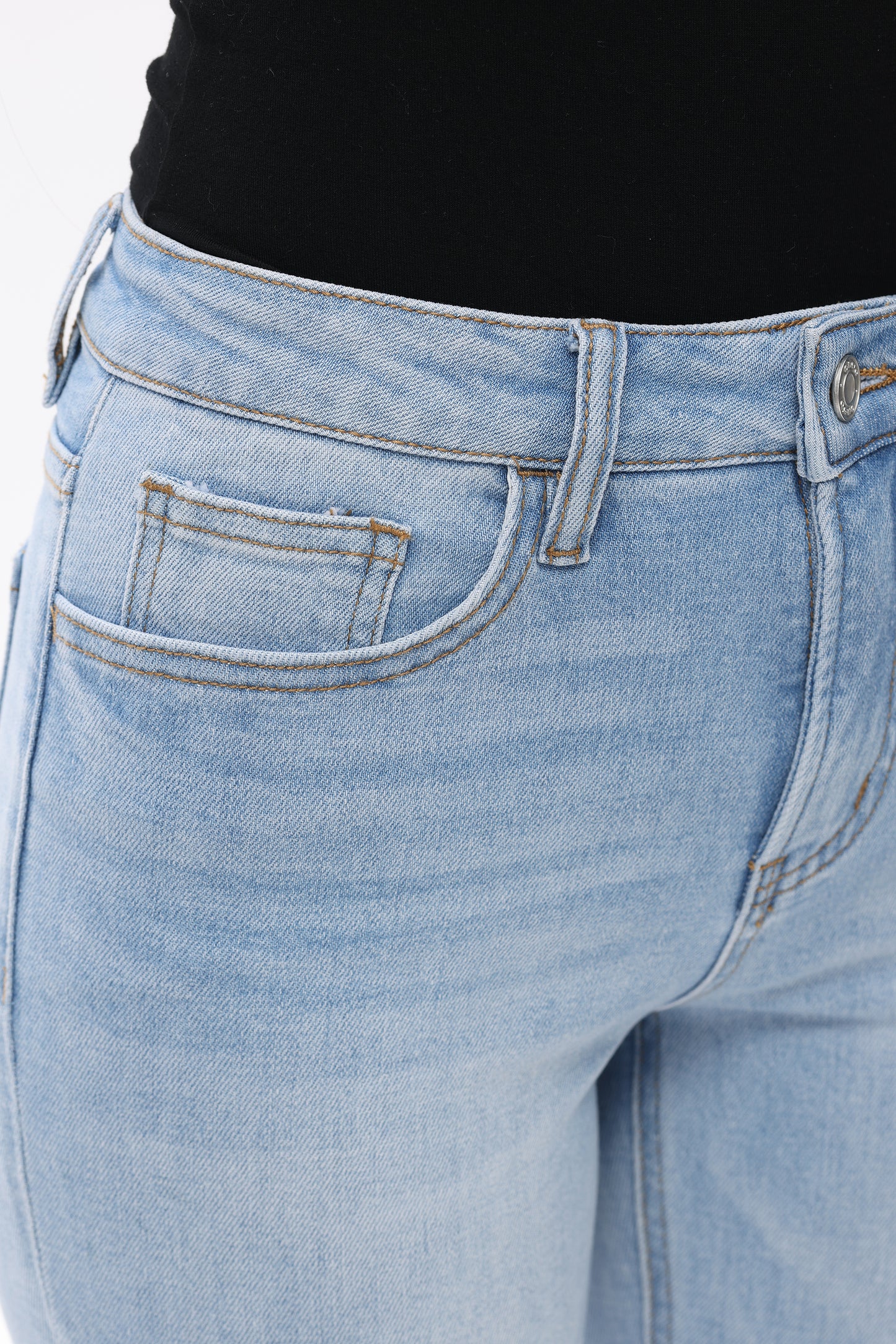 Mid Rise Raw Frayed Hem Ankle Bootcut Jeans OSF1142