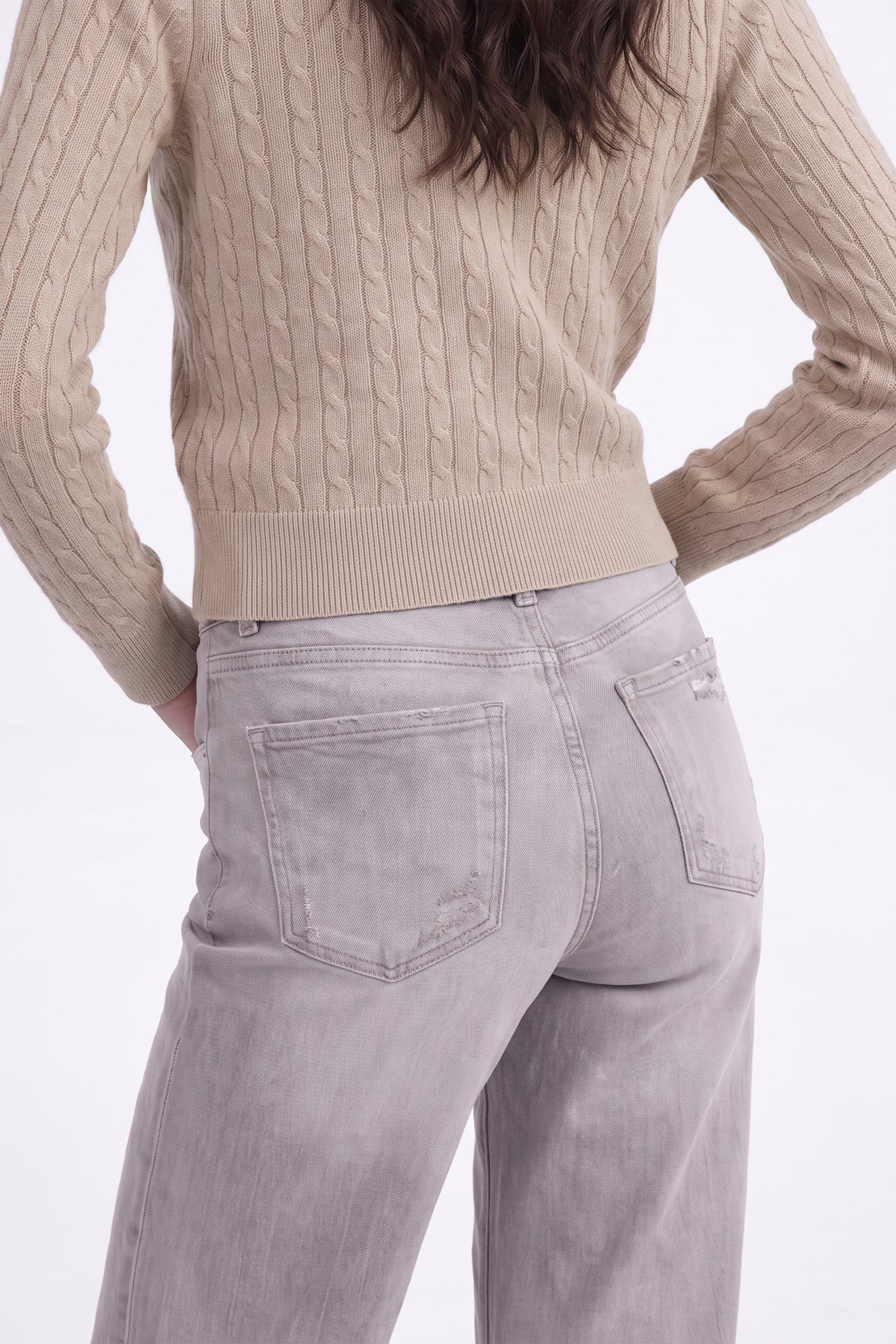 MID HIGH RISE SUPER FLARED WIDE LEG ANKLE JEANS ESFW620804