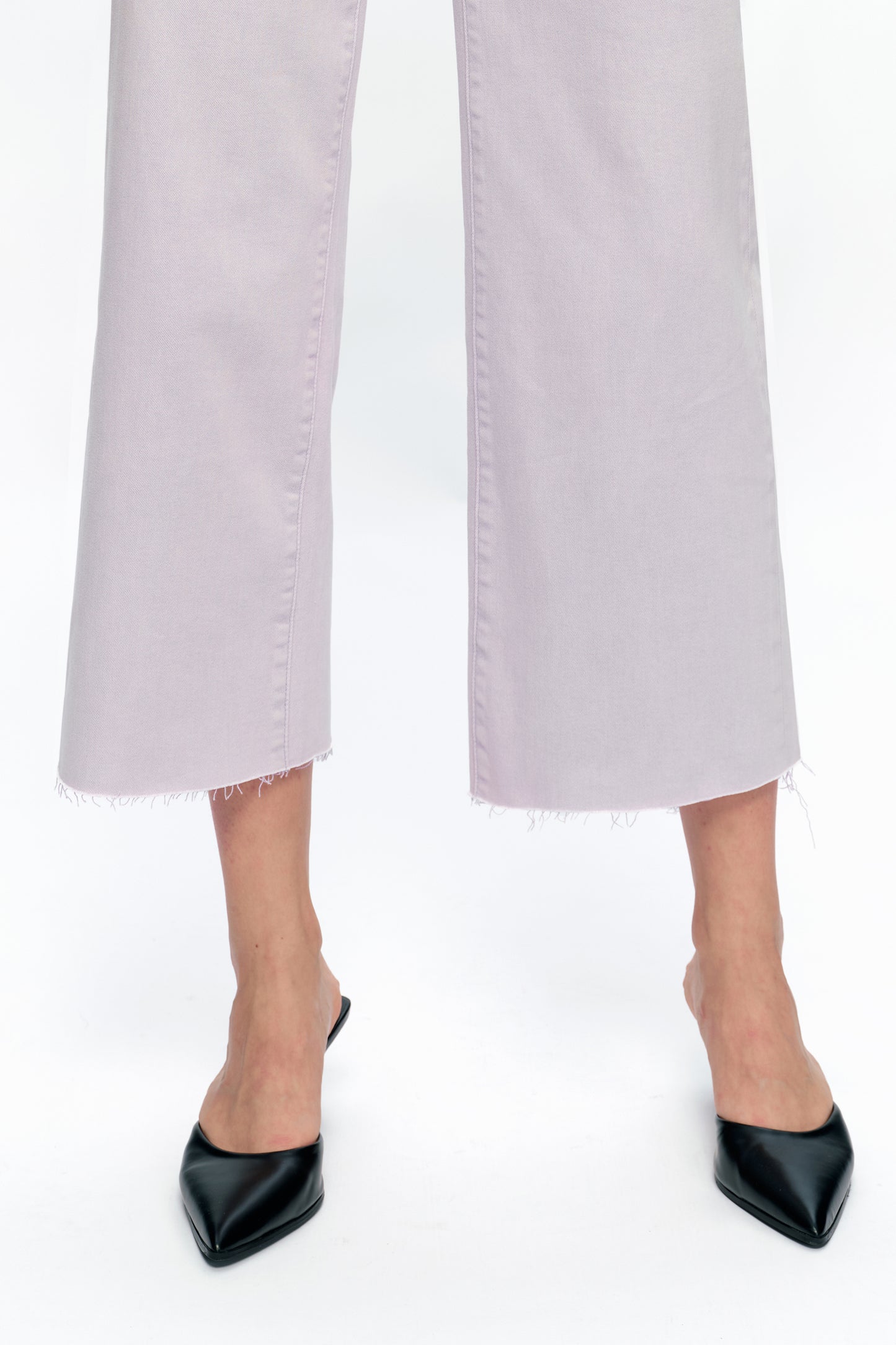 Cropped High Rise Wide Leg Jeans with Button-Fly Raw Hem OSN003