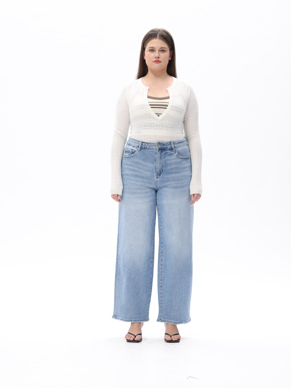 Plus Size High Waist Relaxed Tapered Jeans OST5024-P