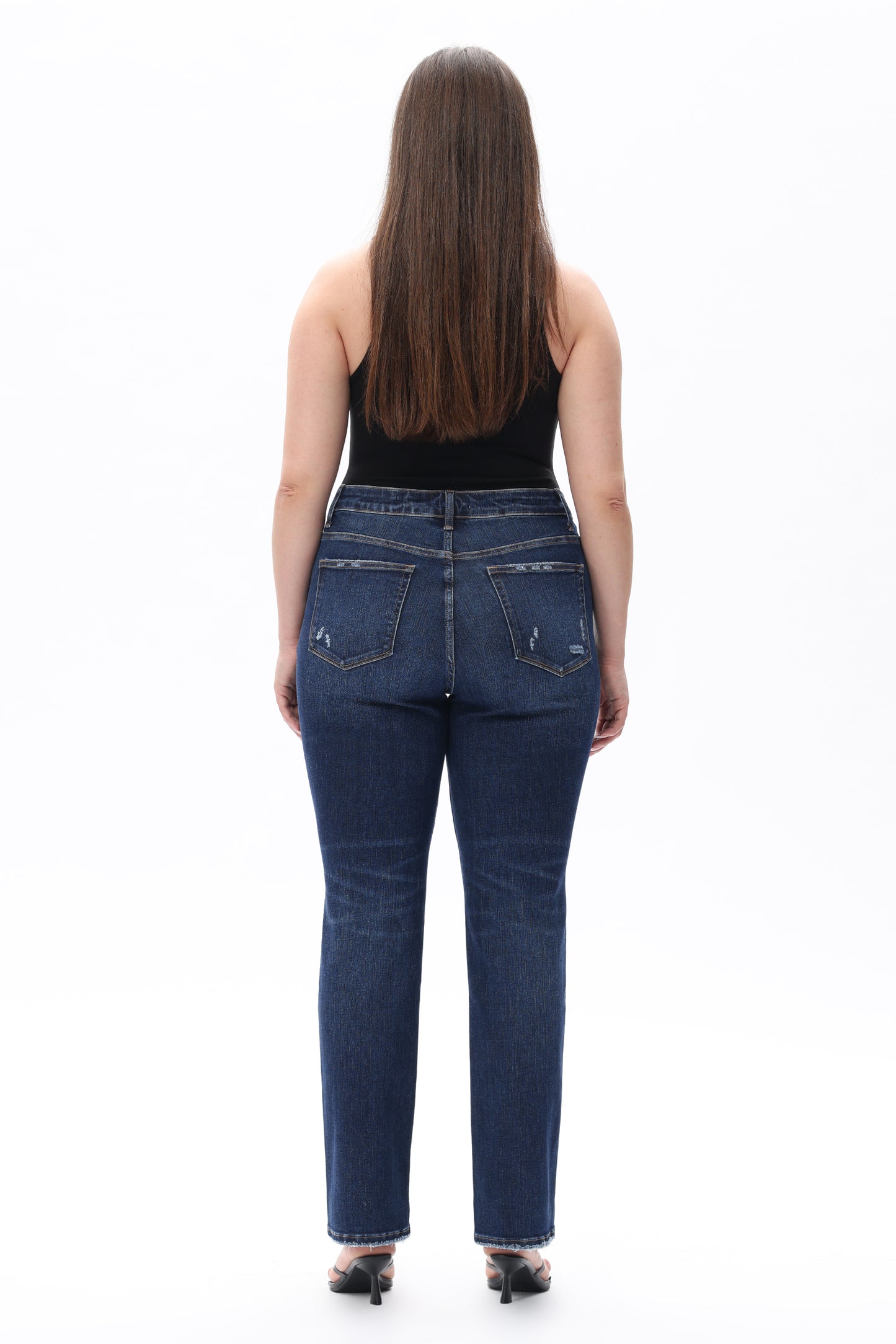 Plue Size Mid Rise Straight Denim Jeans OSTM5001EC-P