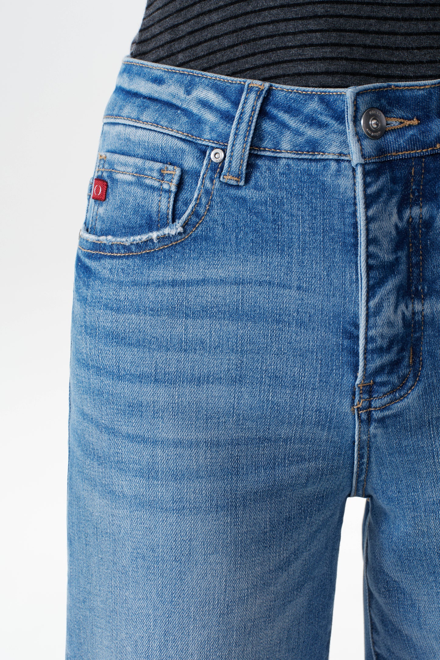 Mid High Rise Cuffed Wide Leg Ankle Jeans ESFW620808
