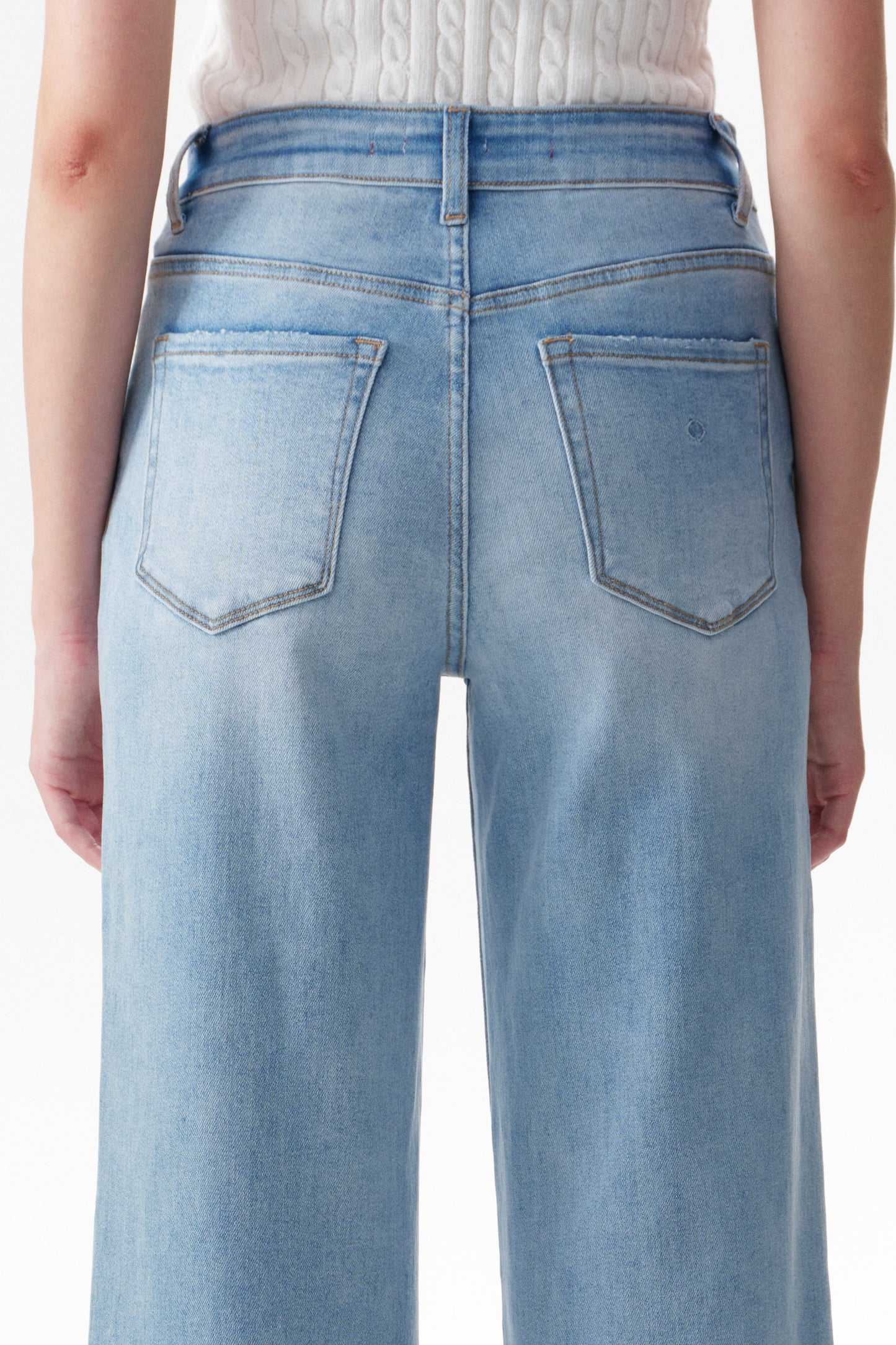 High Rise Cuffed Wide Leg Cropped Jeans ESFW620802