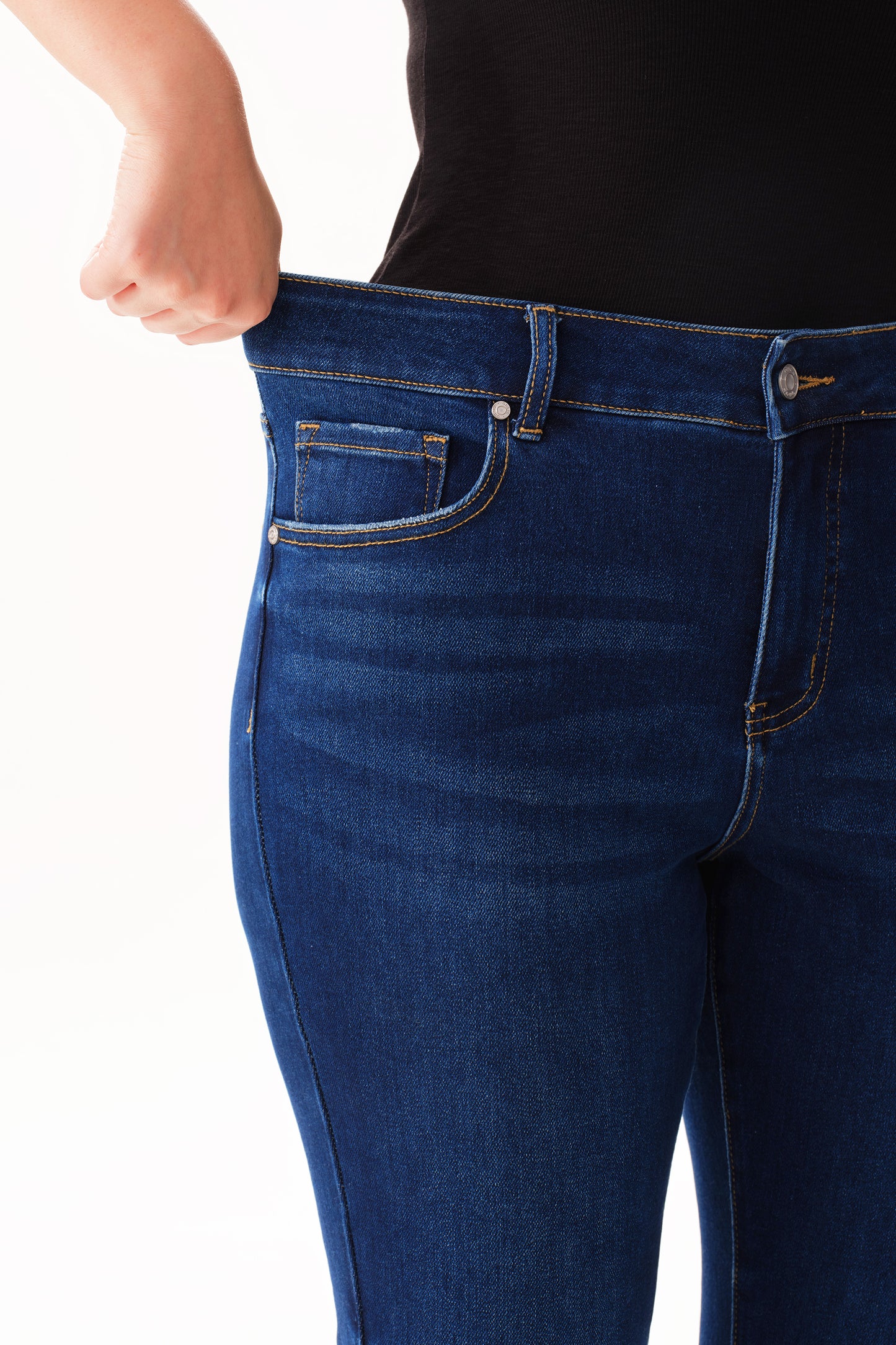 Plus Szie Flattering Mid Rise Flare Denim Jeans OSF1148EC-P