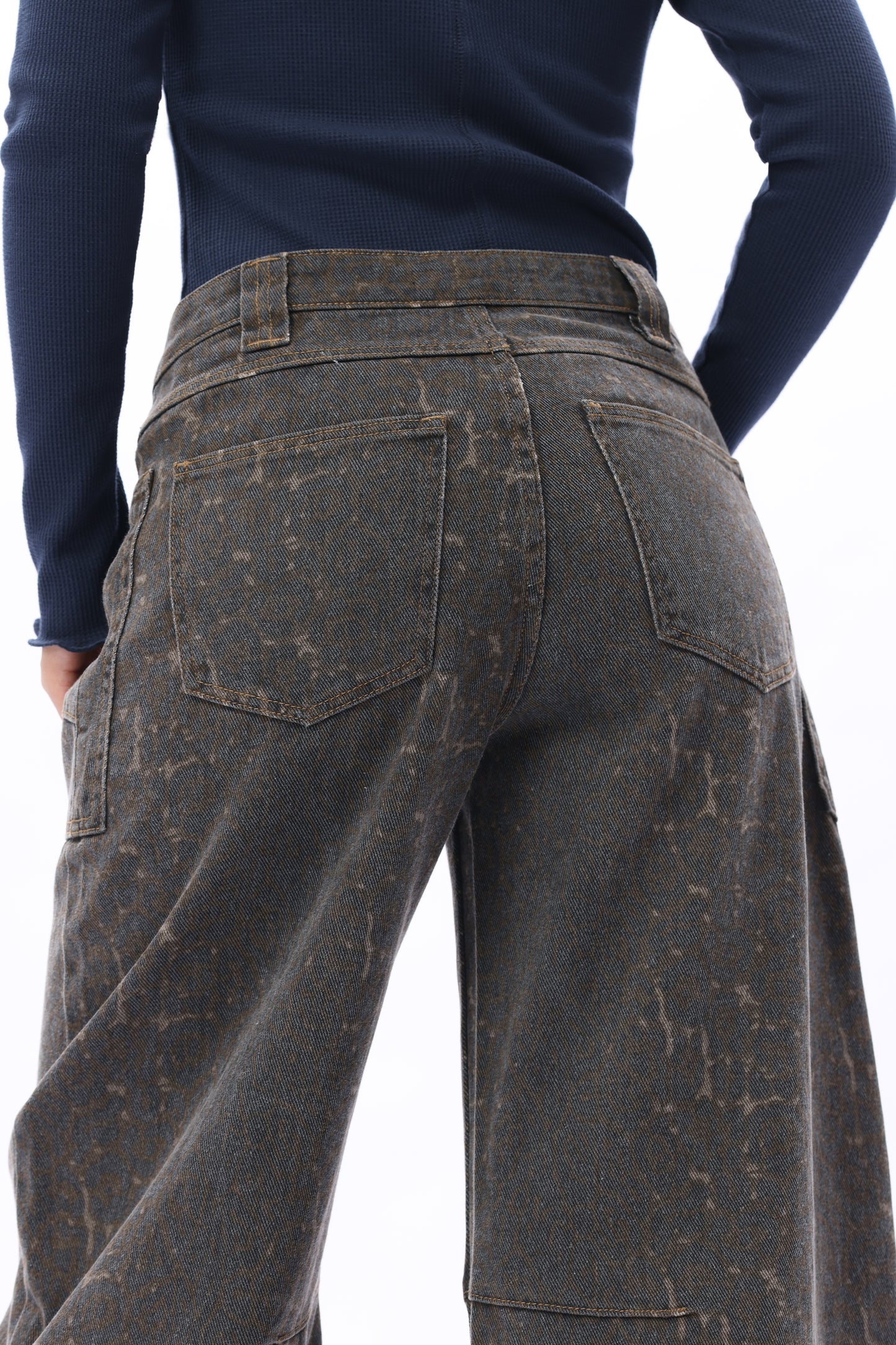 Baggy Bohemia Mid Rise Barrel Print Pants OSOX011