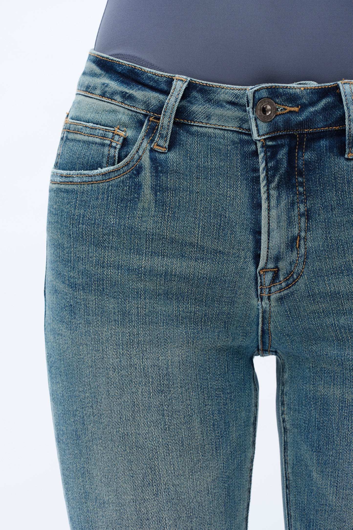 Mid Rise Slim Straight Denim Jeans OST025