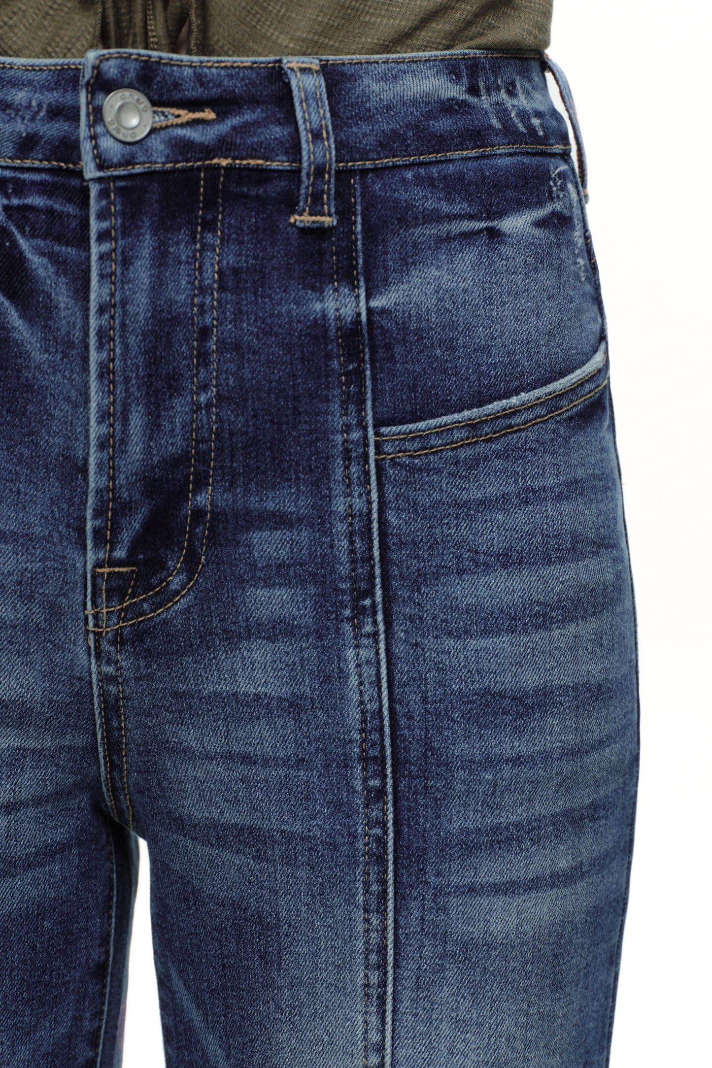 Distinctive Front Seam High Rise Wide Leg Jeans OSW8023EC