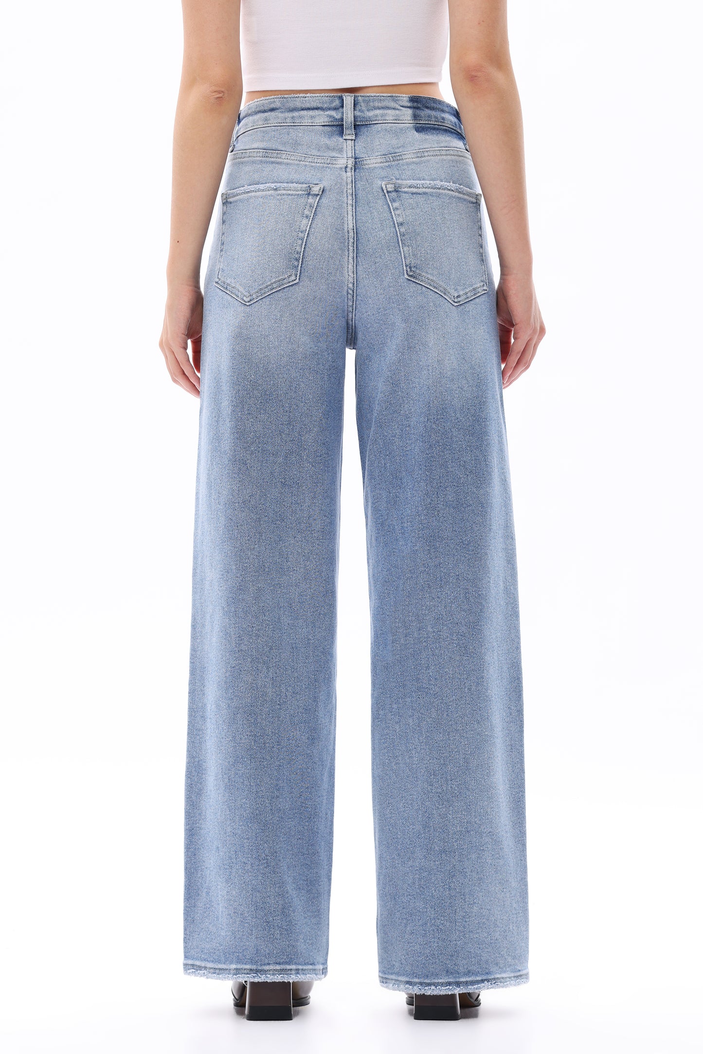 HIGH WAIST LOOSE BAGGY STRAIGHT JEANS OST5024 MEDIUM BLUE