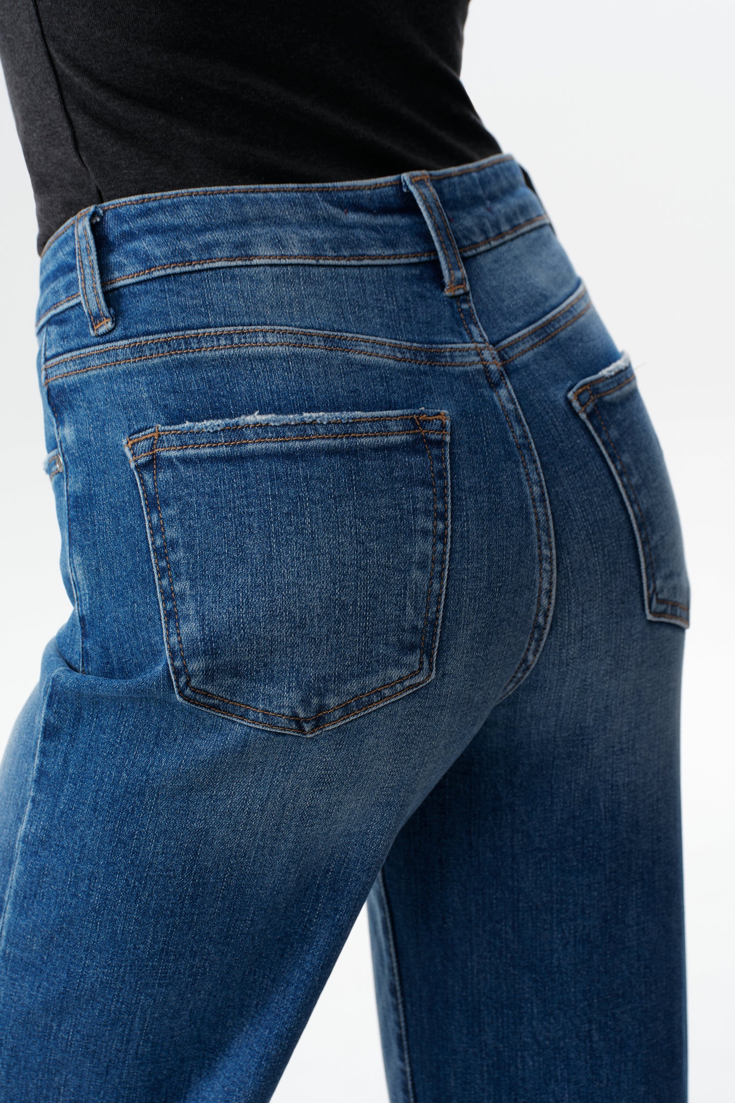 Mid High Rise Cuffed Flared Wide Leg Ankle Jeans ESFW620803