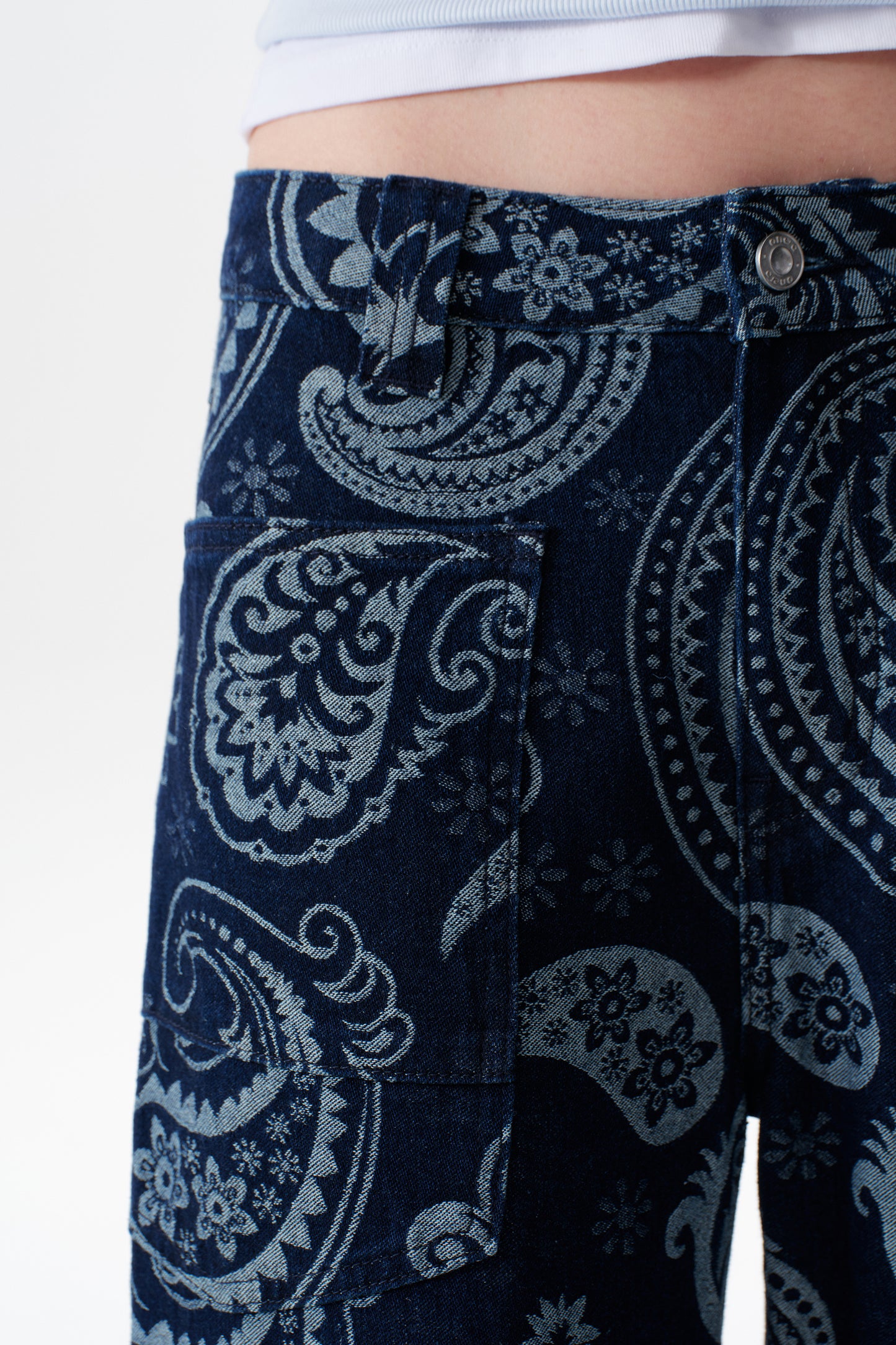 Baggy Bohemia Mid Rise Barrel Print Pants OSOX011