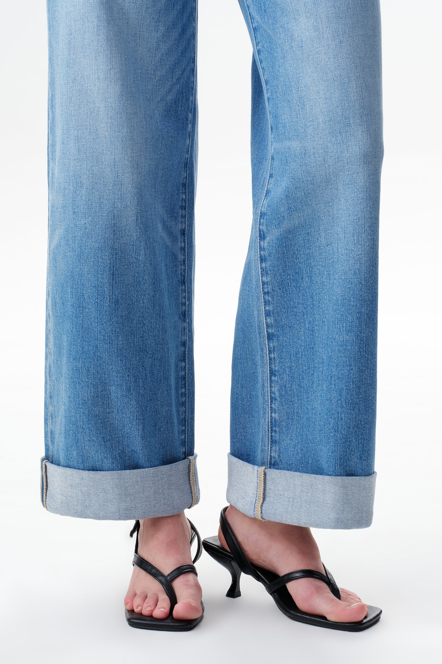Mid High Rise Cuffed Baggy Wide Leg Full Jeans ESFW620839