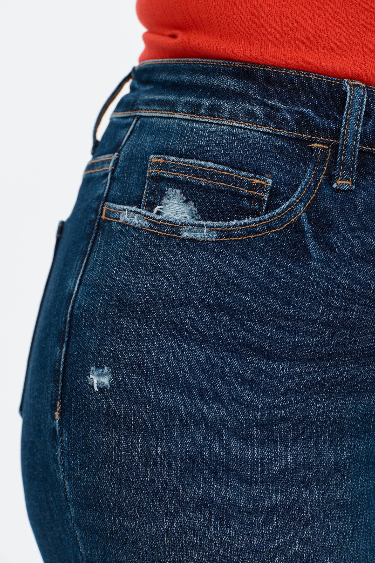 Plue Size Mid Rise Straight Denim Jeans OSTM5001EC-P