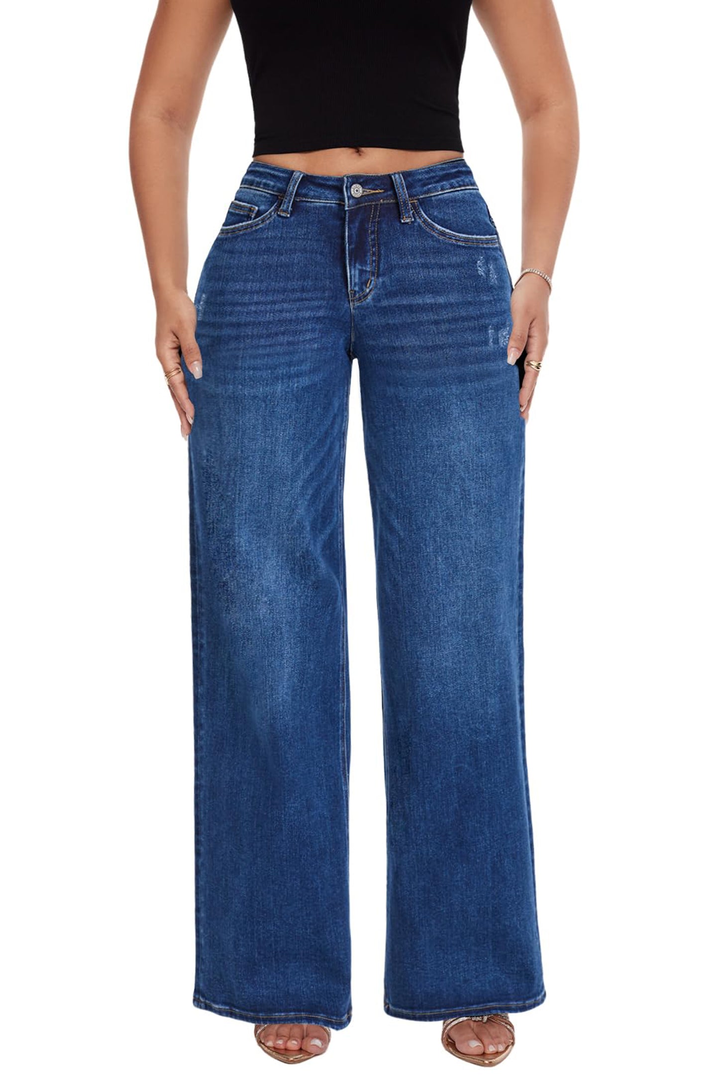 MID RISE BAGGY BBL WIDE LEG DENIM JEANS OSW8001