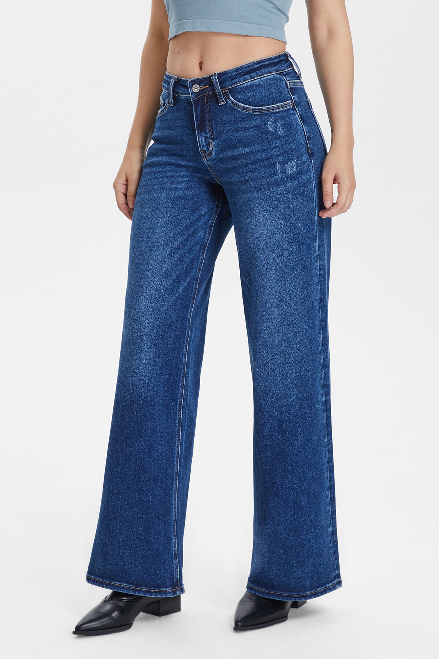 MID RISE BAGGY BBL WIDE LEG DENIM JEANS OSW8001