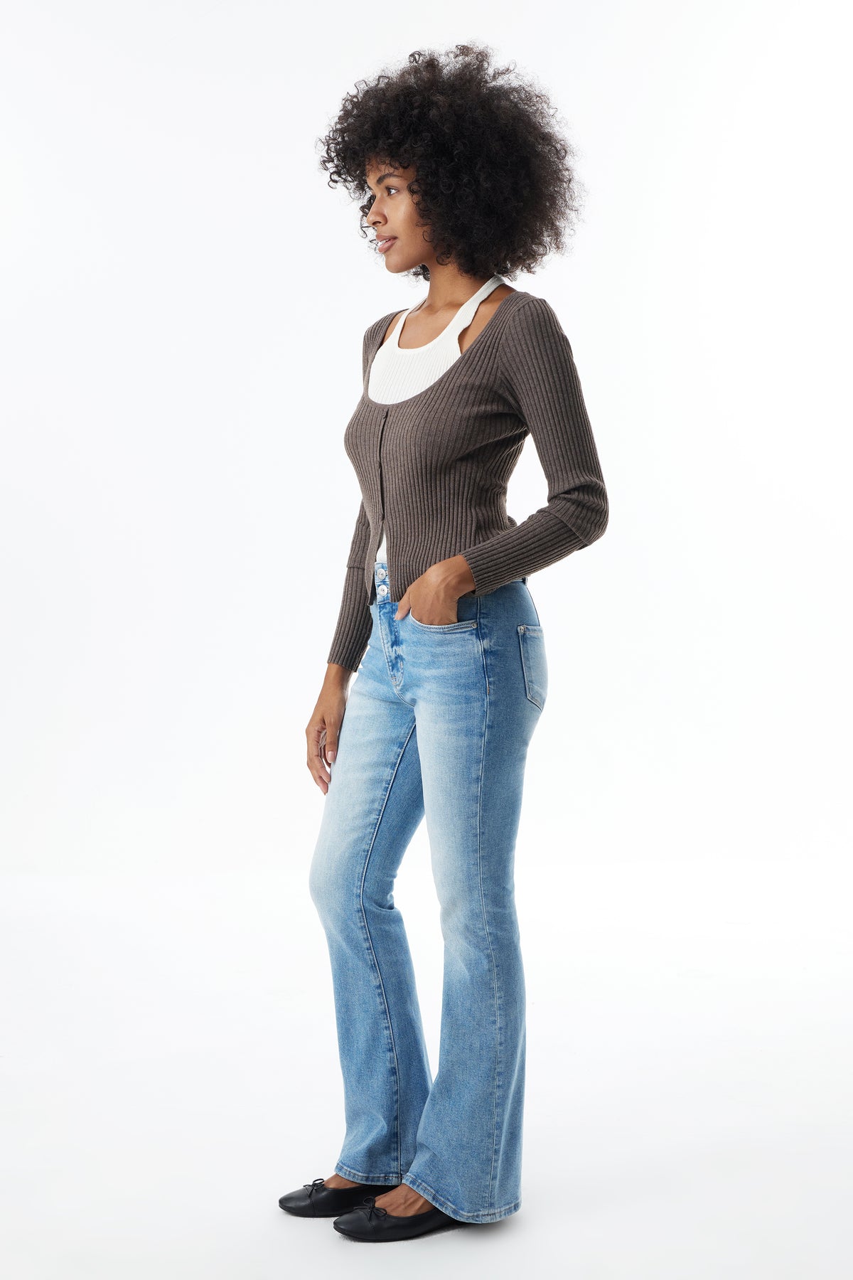 High Rise Bootcut Full Jeans ESFF630104-P