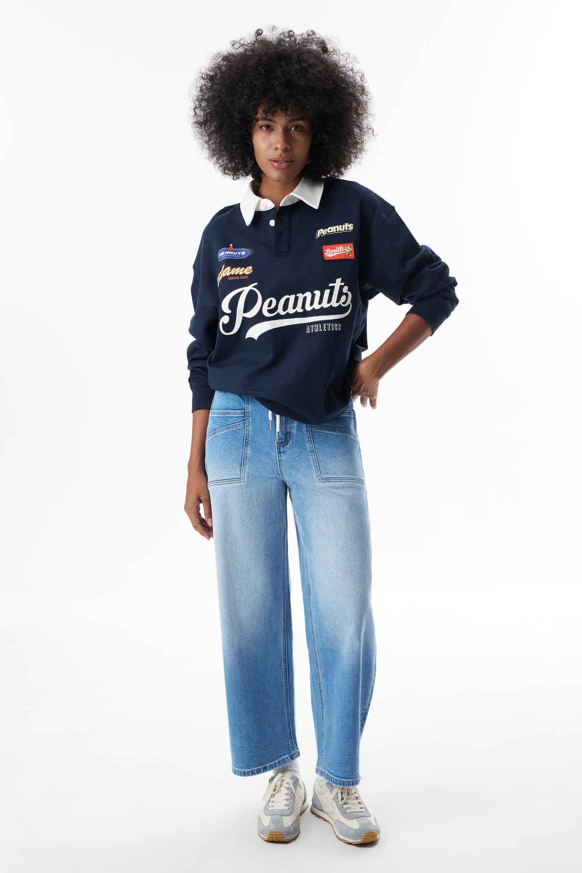 Super High Rise Elastic Waistband Barrel Cropped Jeans ESFO630X04