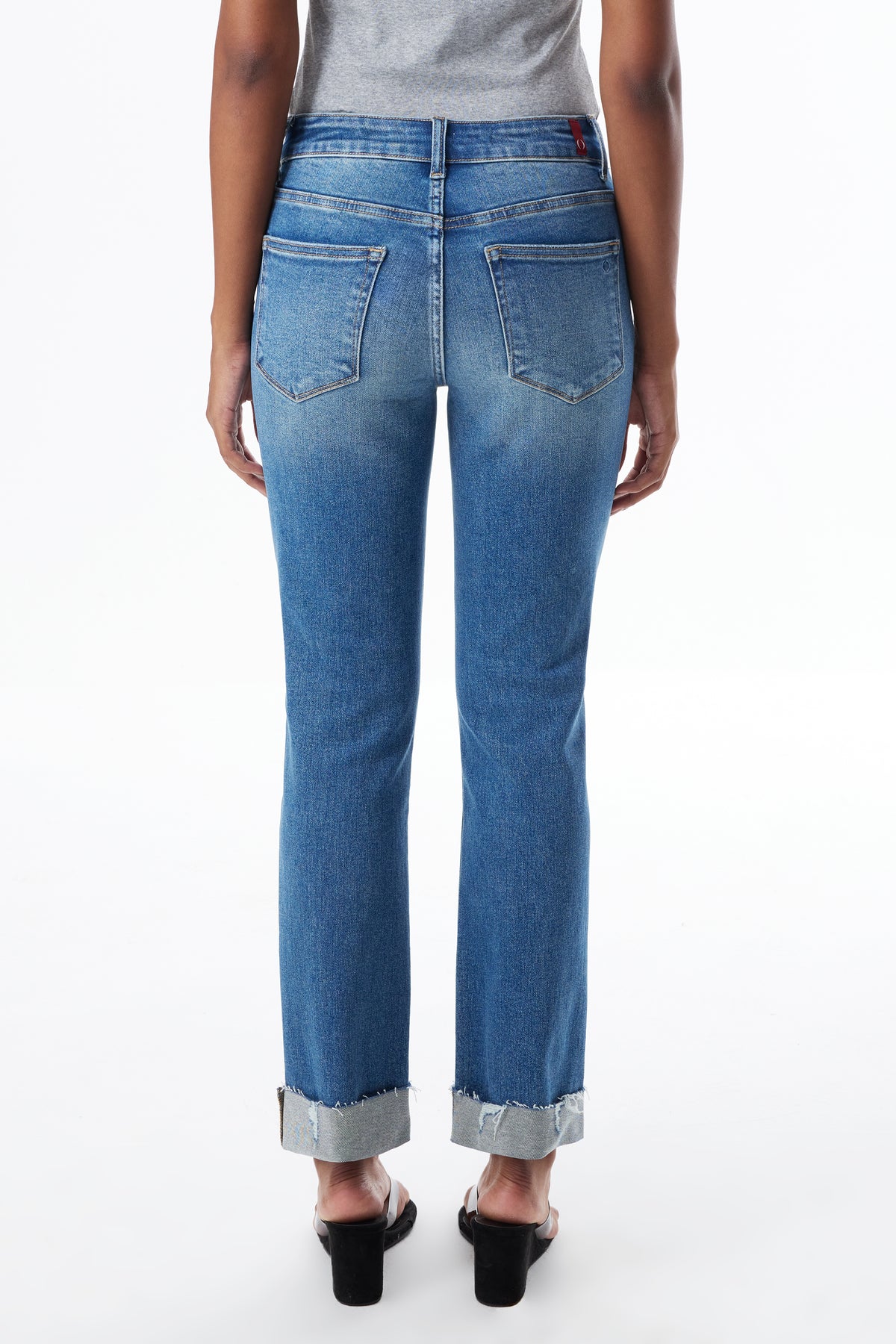 The Eloise Mid Rise Cuffed Straight Ankle Jeans ESFT620503