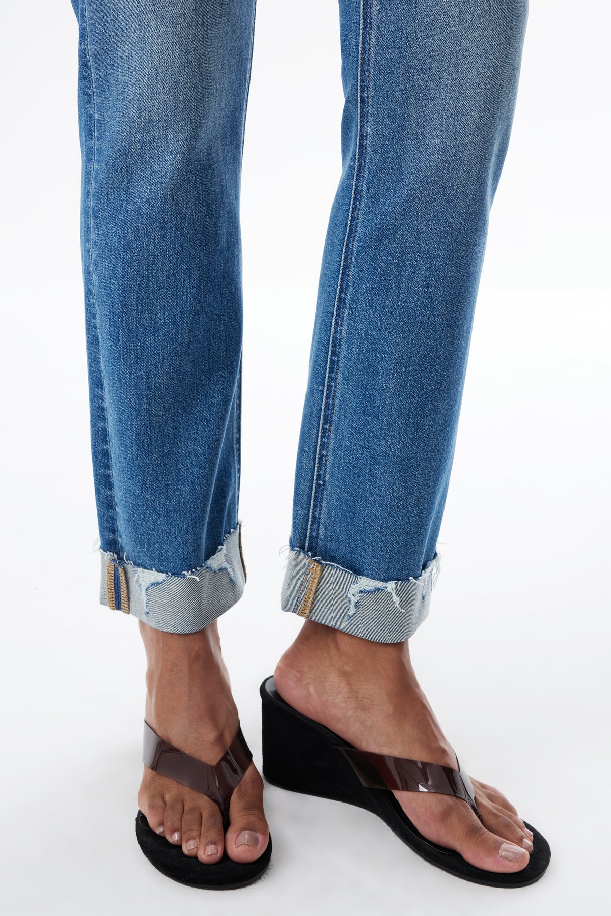 The Eloise Mid Rise Cuffed Straight Ankle Jeans ESFT620503