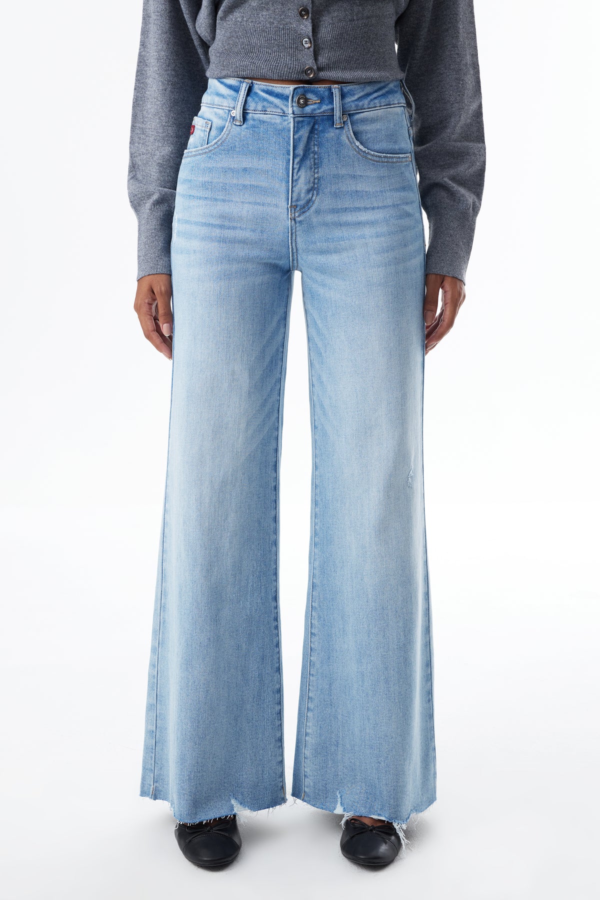 Mid High Rise Flared Wide Leg Ankle Jeans ESFW630814