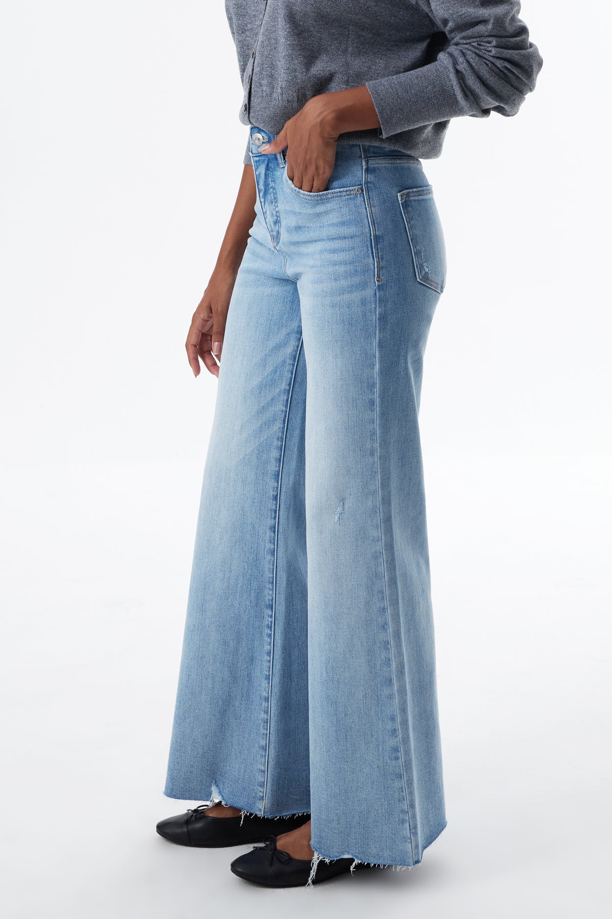 Mid High Rise Flared Wide Leg Jeans ESFW630814-P