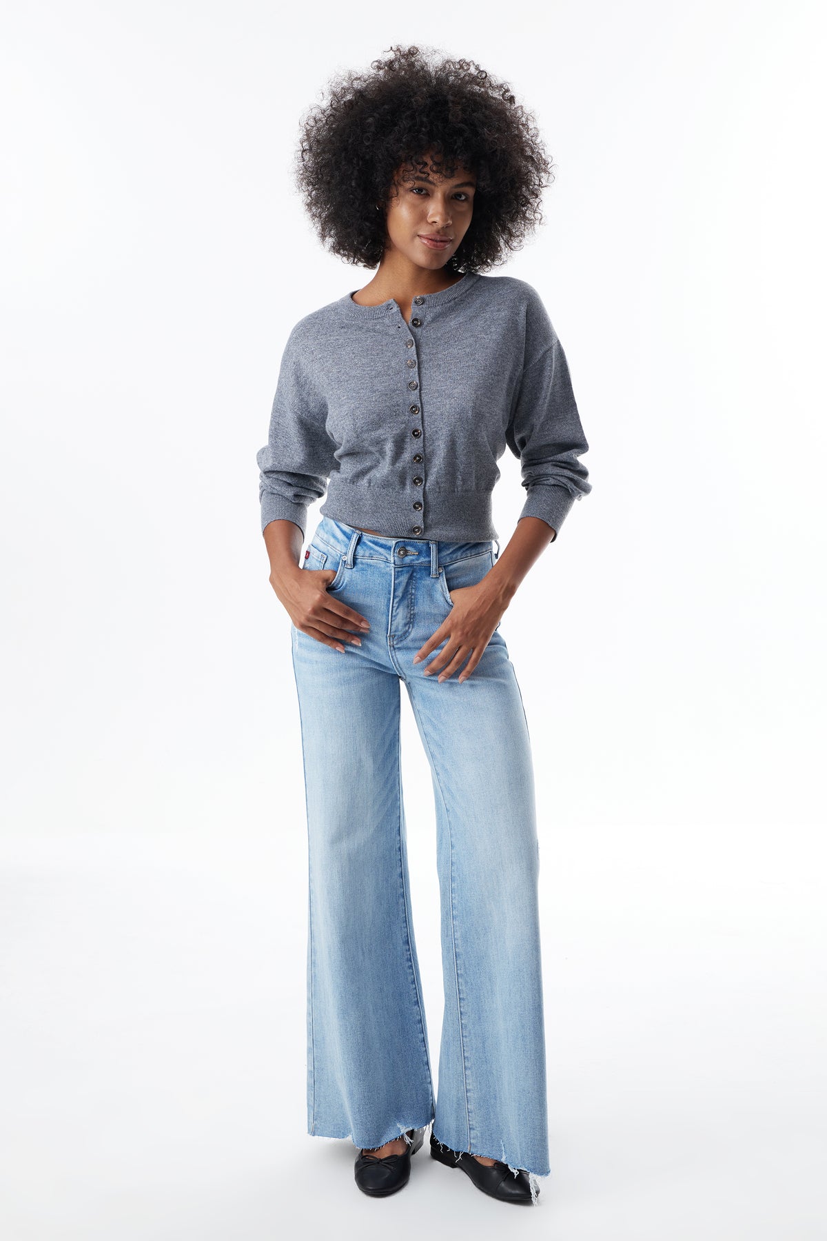 Mid High Rise Flared Wide Leg Ankle Jeans ESFW630814