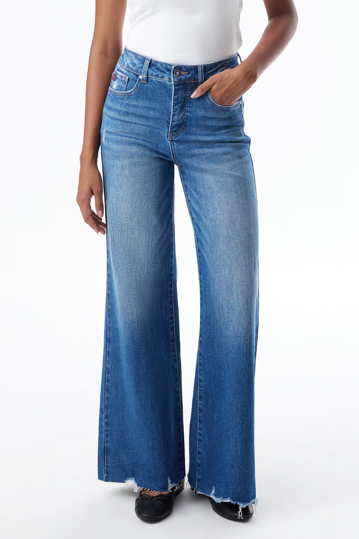 Mid High Rise Flared Wide Leg Ankle Jeans ESFW630814