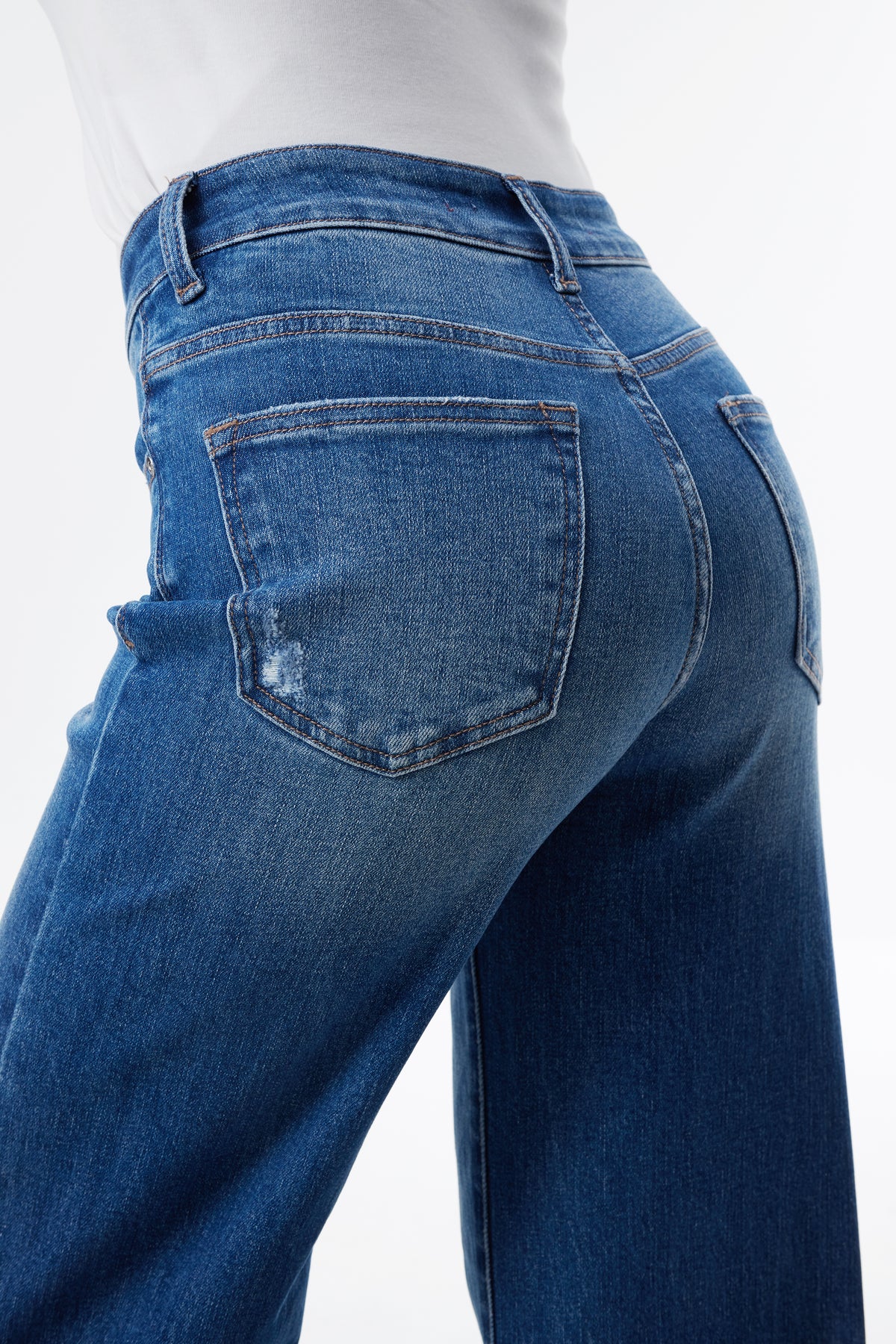 Mid High Rise Flared Wide Leg Ankle Jeans ESFW630814